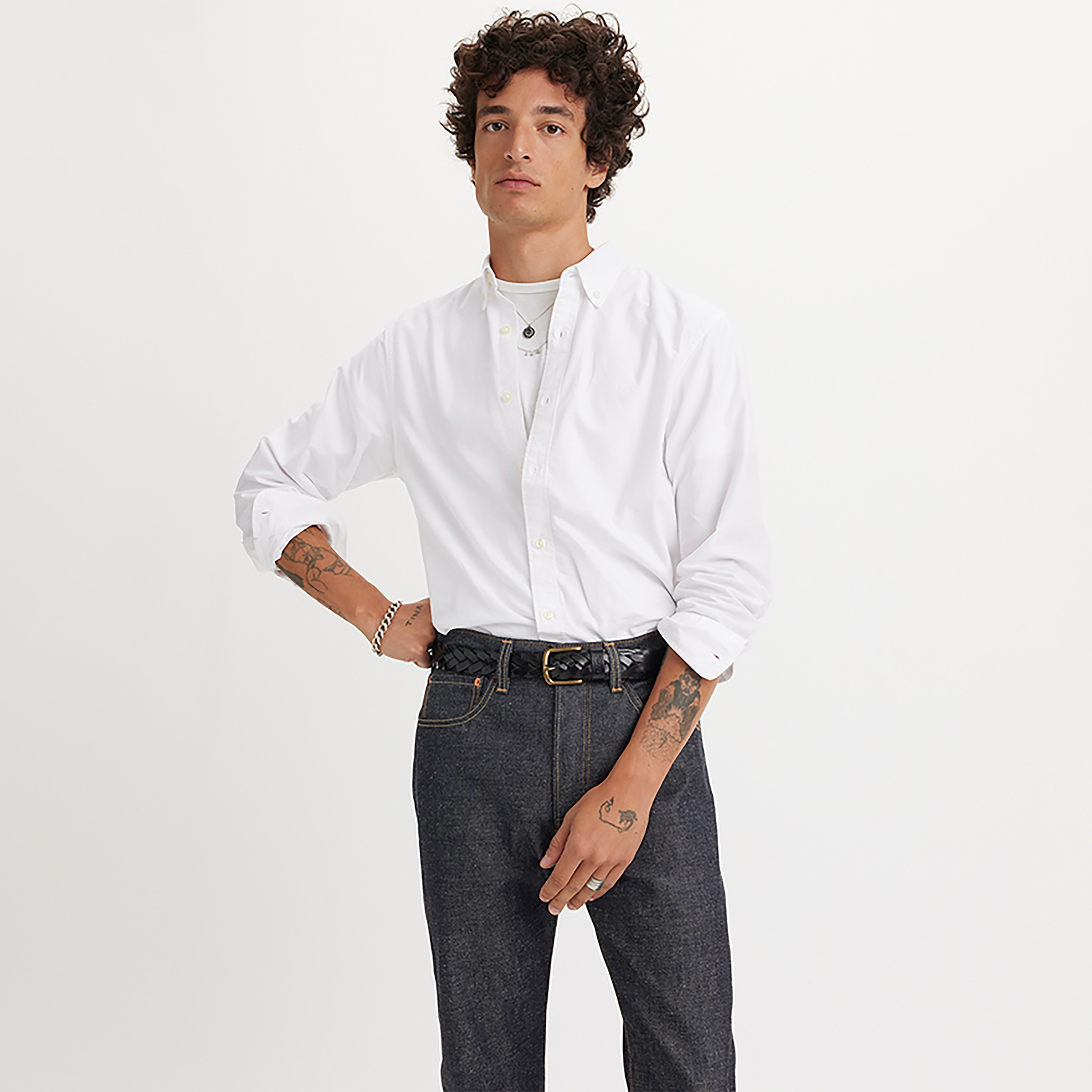 Levi's Plain Collared Long Sleeves Men's Shirt-men-clothing-shirts-image-2