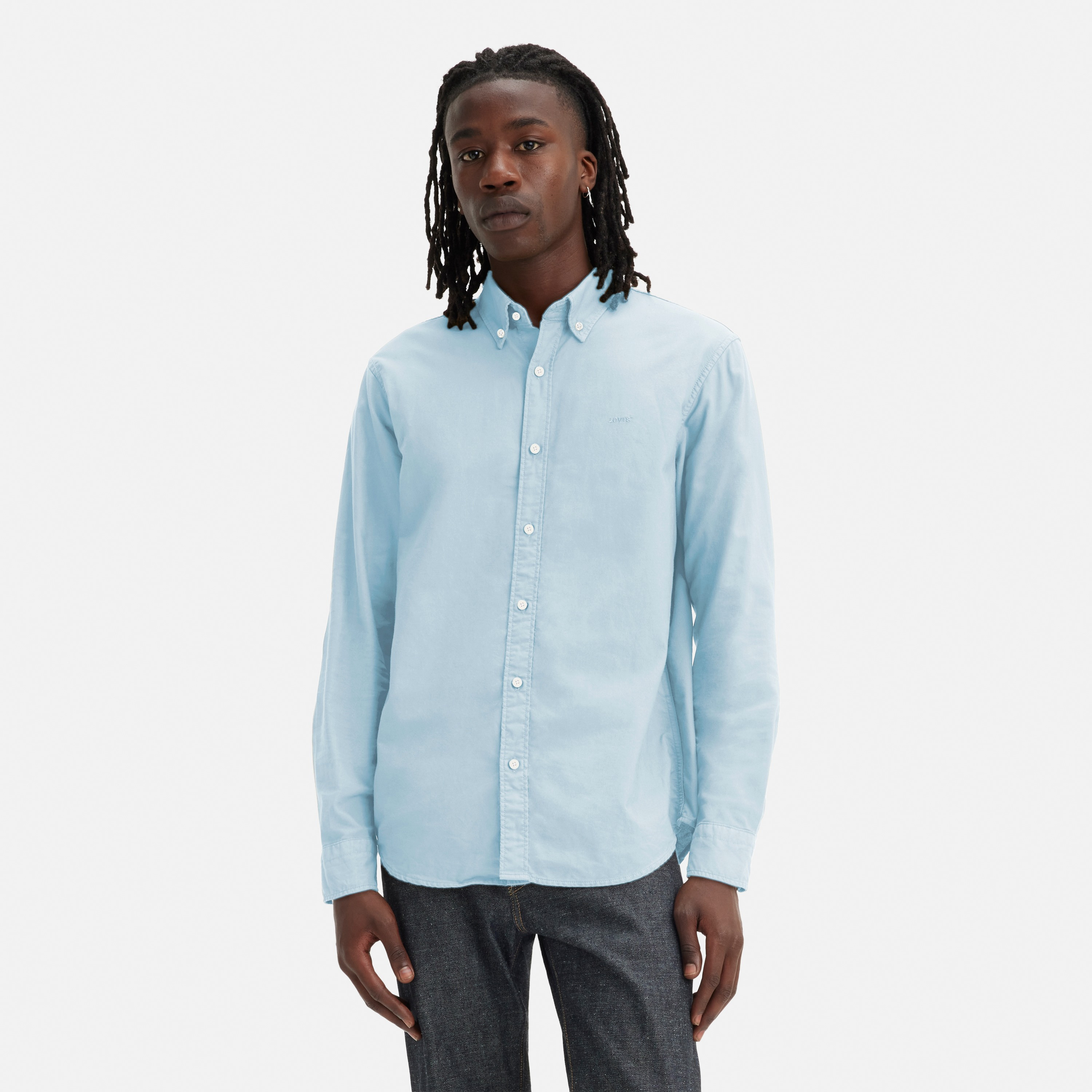 قميص ليفي عادي بياقة وأكمام طويلة للرجال-men-clothing-shirts-image-1