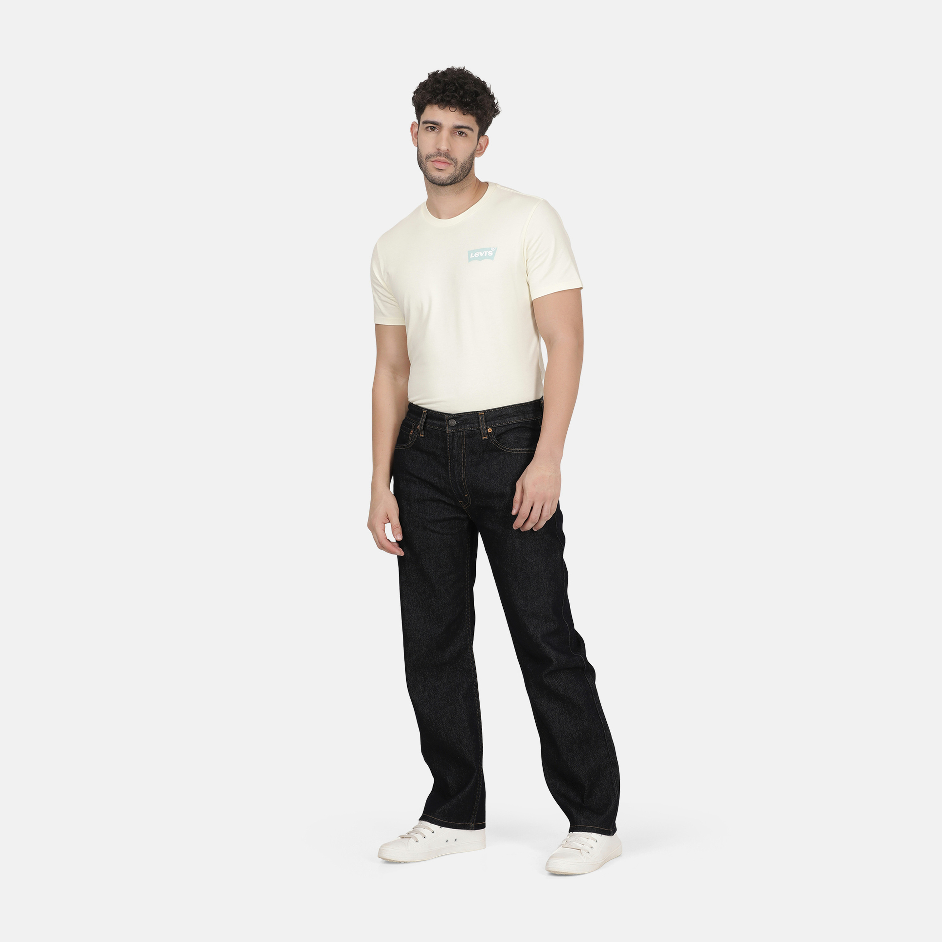 بنطال جينز رجالي Levi's 555 96 ذو قصة مستقيمة مريحة وذو 5 جيوب باللون النيلي-men-clothing-bottoms-jeans-image-2