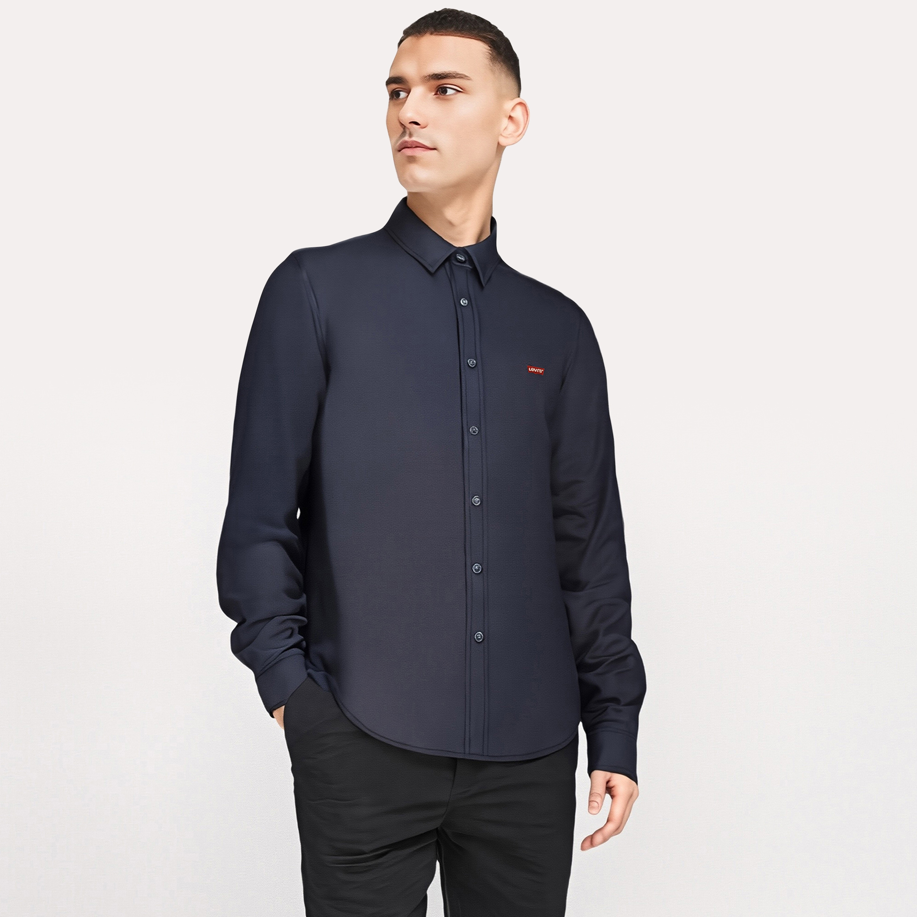 Levi's Plain Collared Long Sleeves Men's Shirt-men-clothing-shirts-image-1
