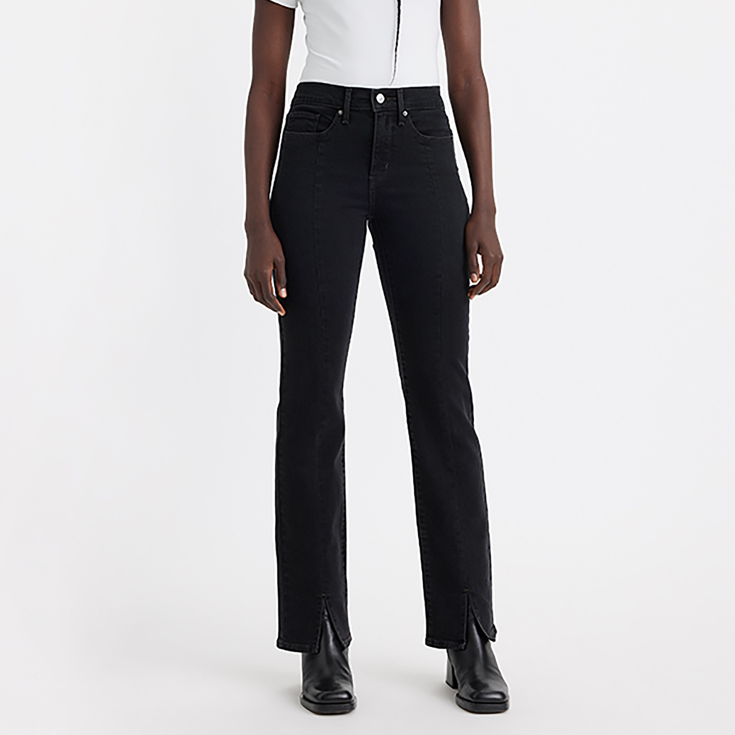 Levi's 314 Straight Fit Black 5 Pockets Jeans-women-clothing-bottoms-jeans-image-1