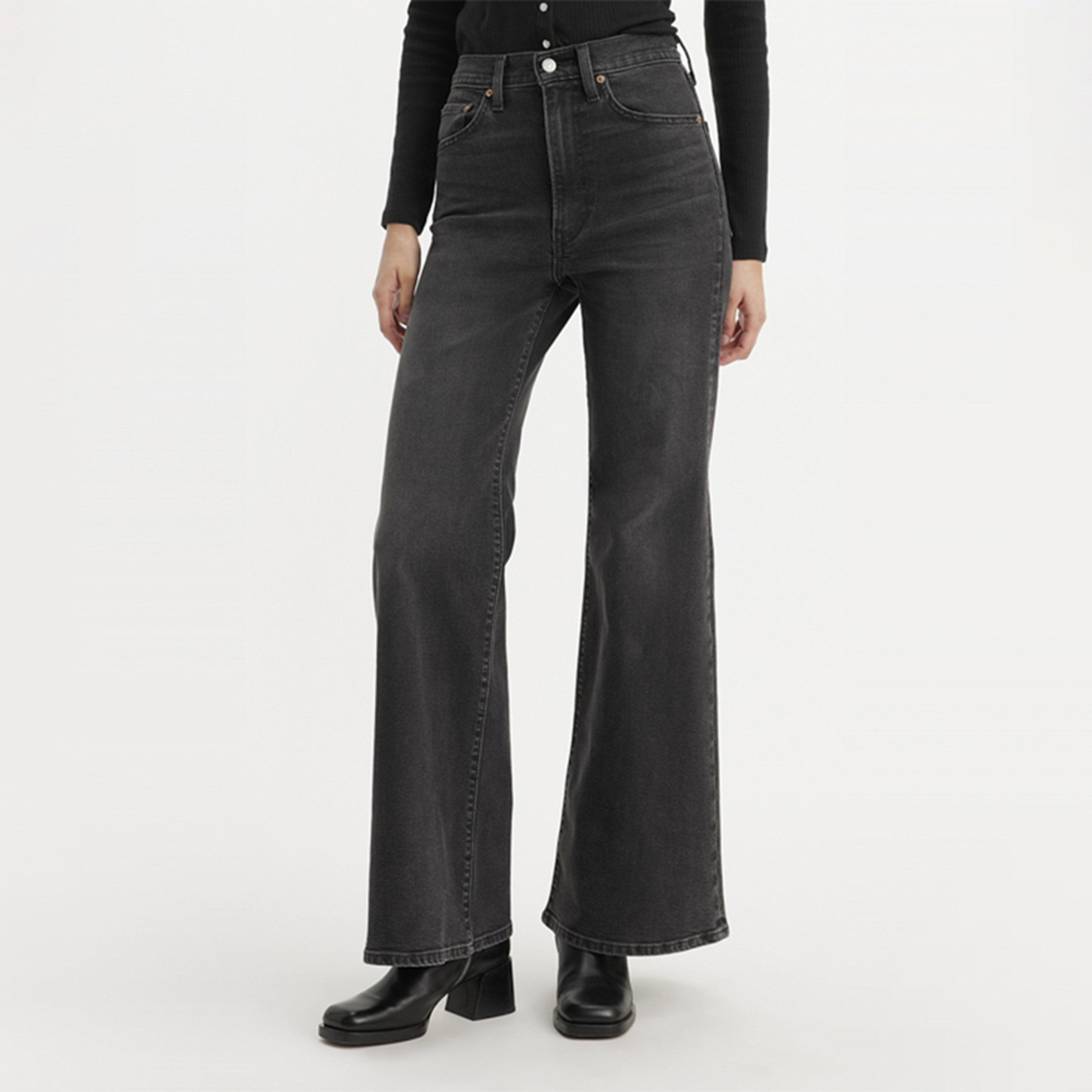 سروال جينز من ليفايس بقصة بوت كات للنساء باللون الأسود وخمسة جيوب، مقاس 30-women-clothing-bottoms-jeans-image-1