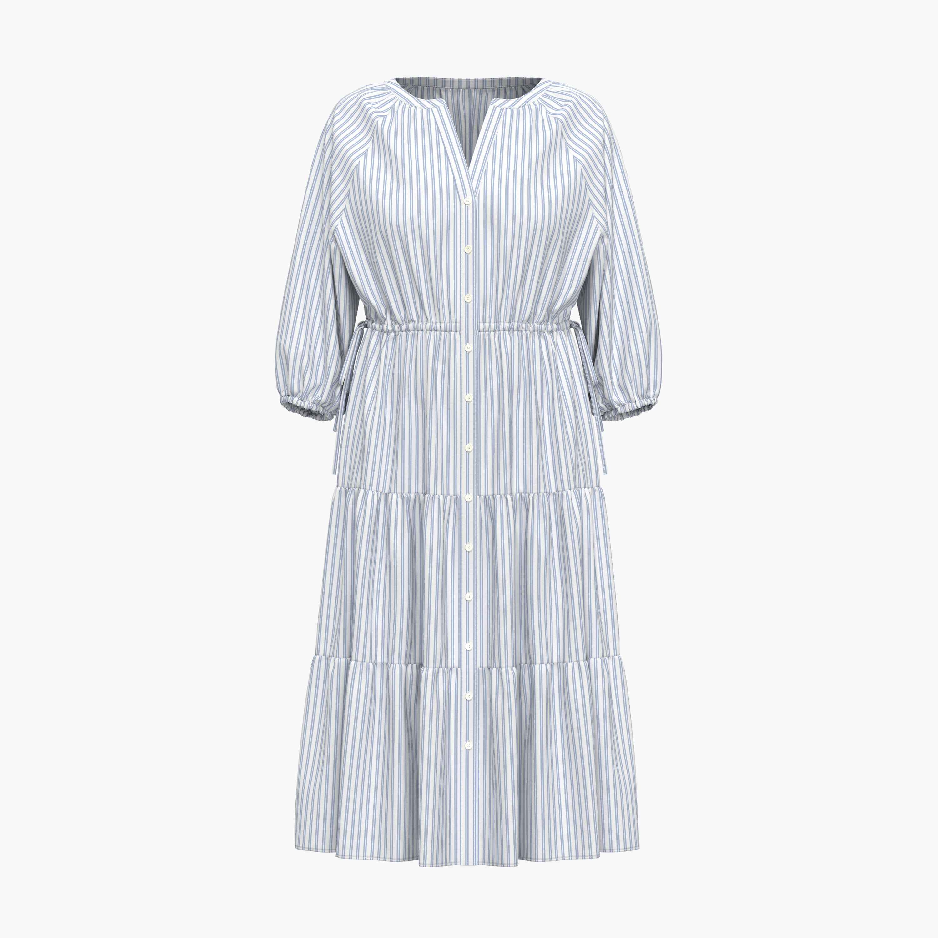 ليفايز - فستان قميص مخطط متوسط الطول ياقة على شكل V بأحزمة كتف-women-clothing-dresses-image-3