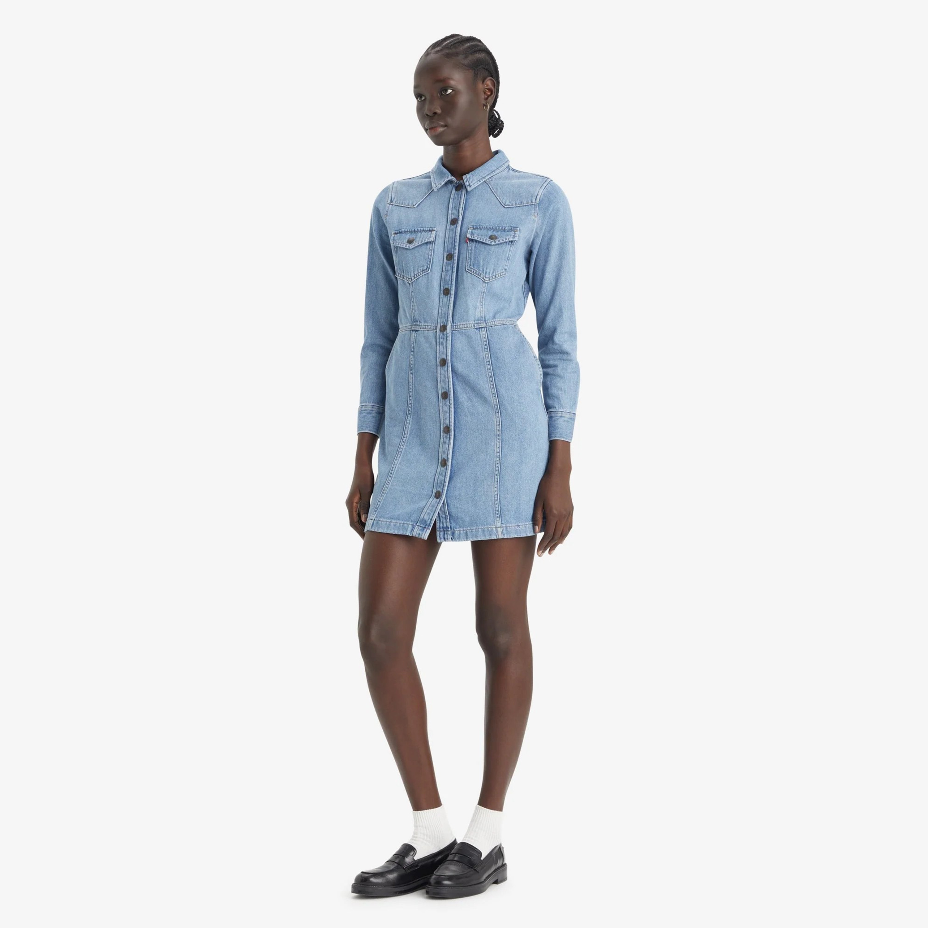 Levi's Blue Denim Women's Mini Shirt Dress-women-clothing-dresses-image-1