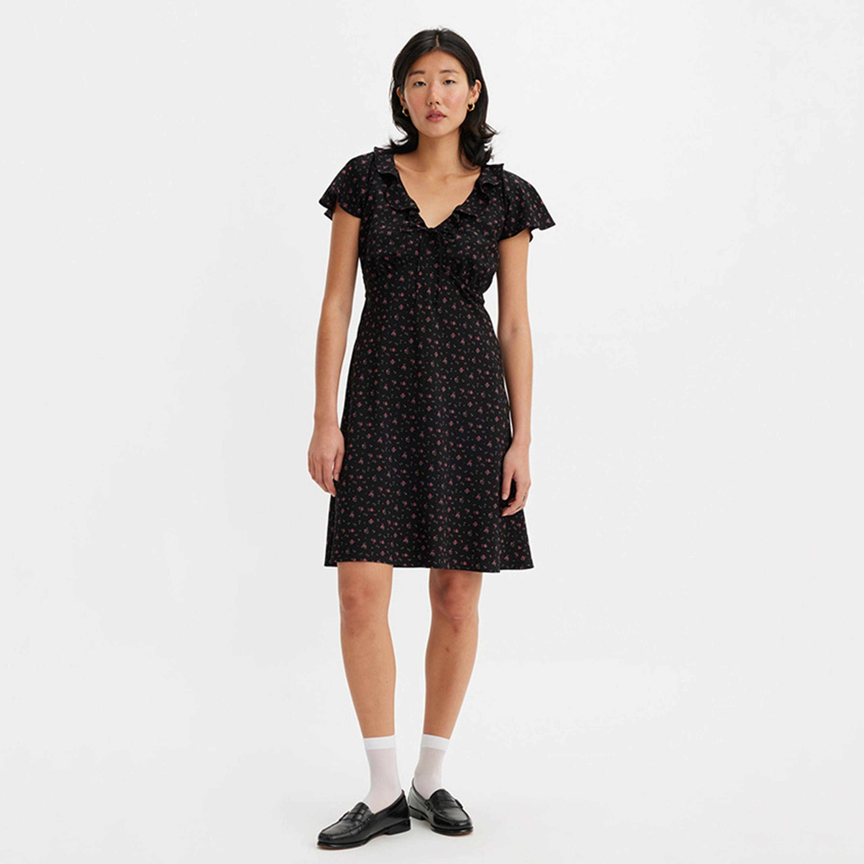 Levi's Black Floral A-Line Mini Women's Dress-women-clothing-dresses-image-1
