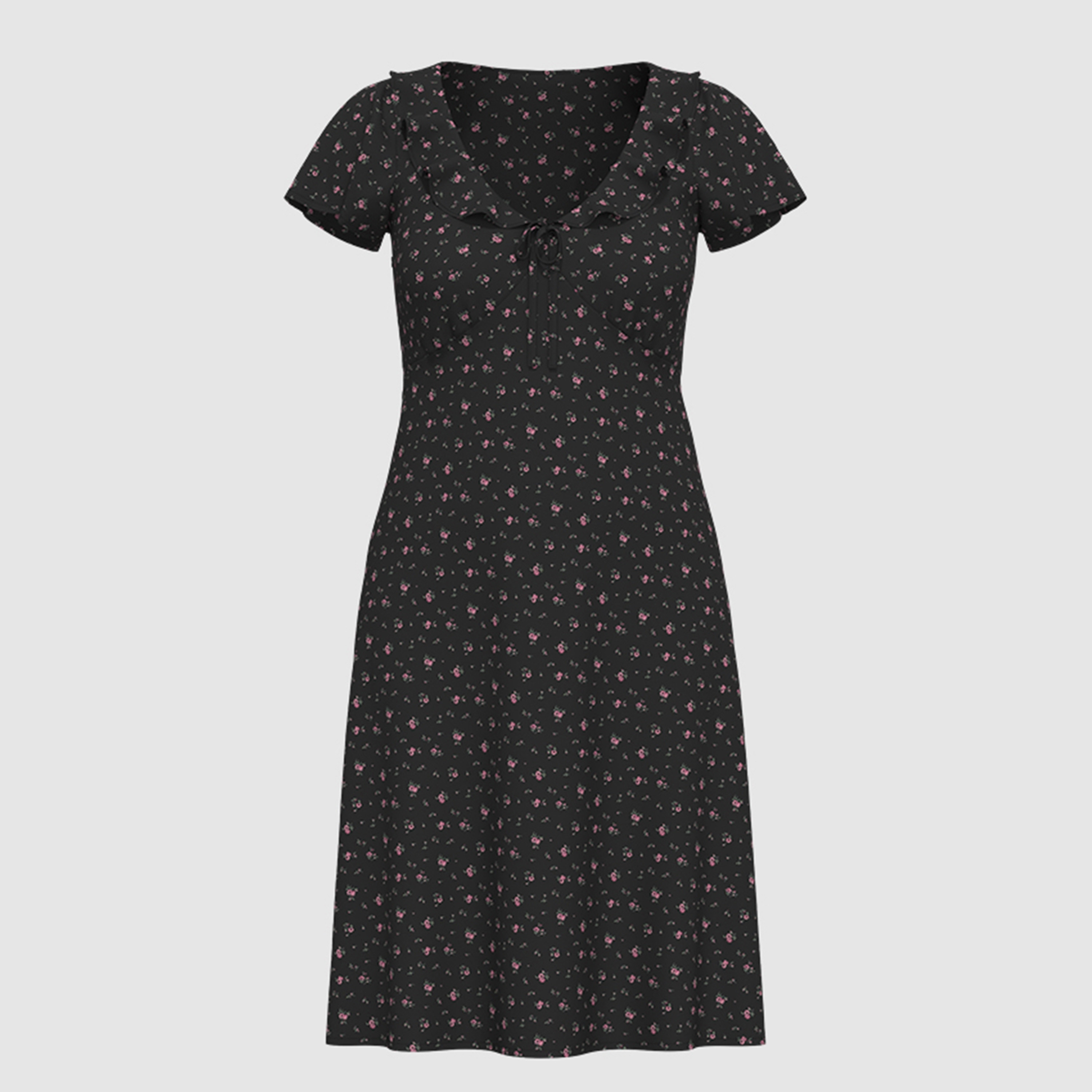 Levi's Black Floral A-Line Mini Women's Dress-women-clothing-dresses-image-3