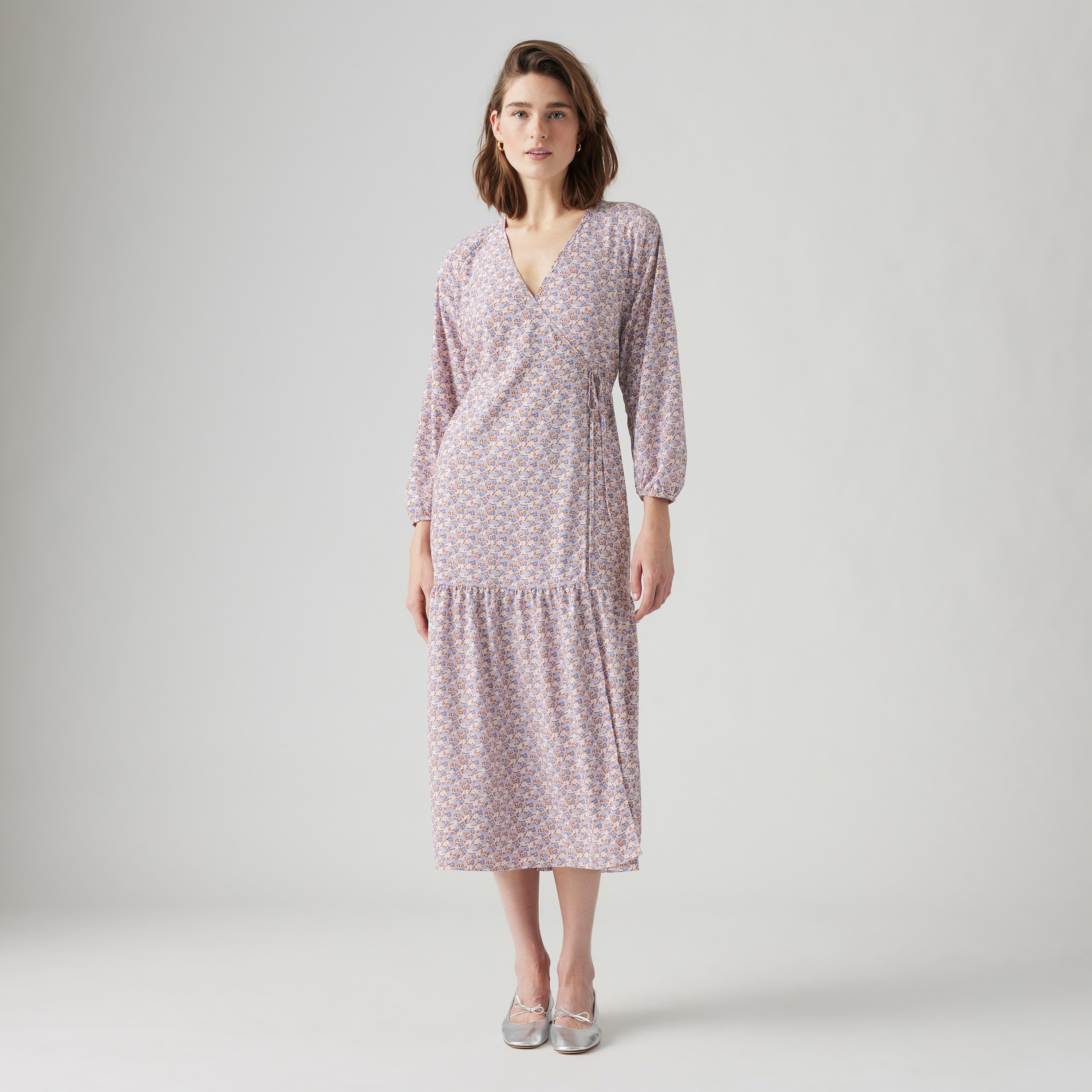 Levi's Purple Floral Wrap Midi Dress-women-clothing-dresses-image-1