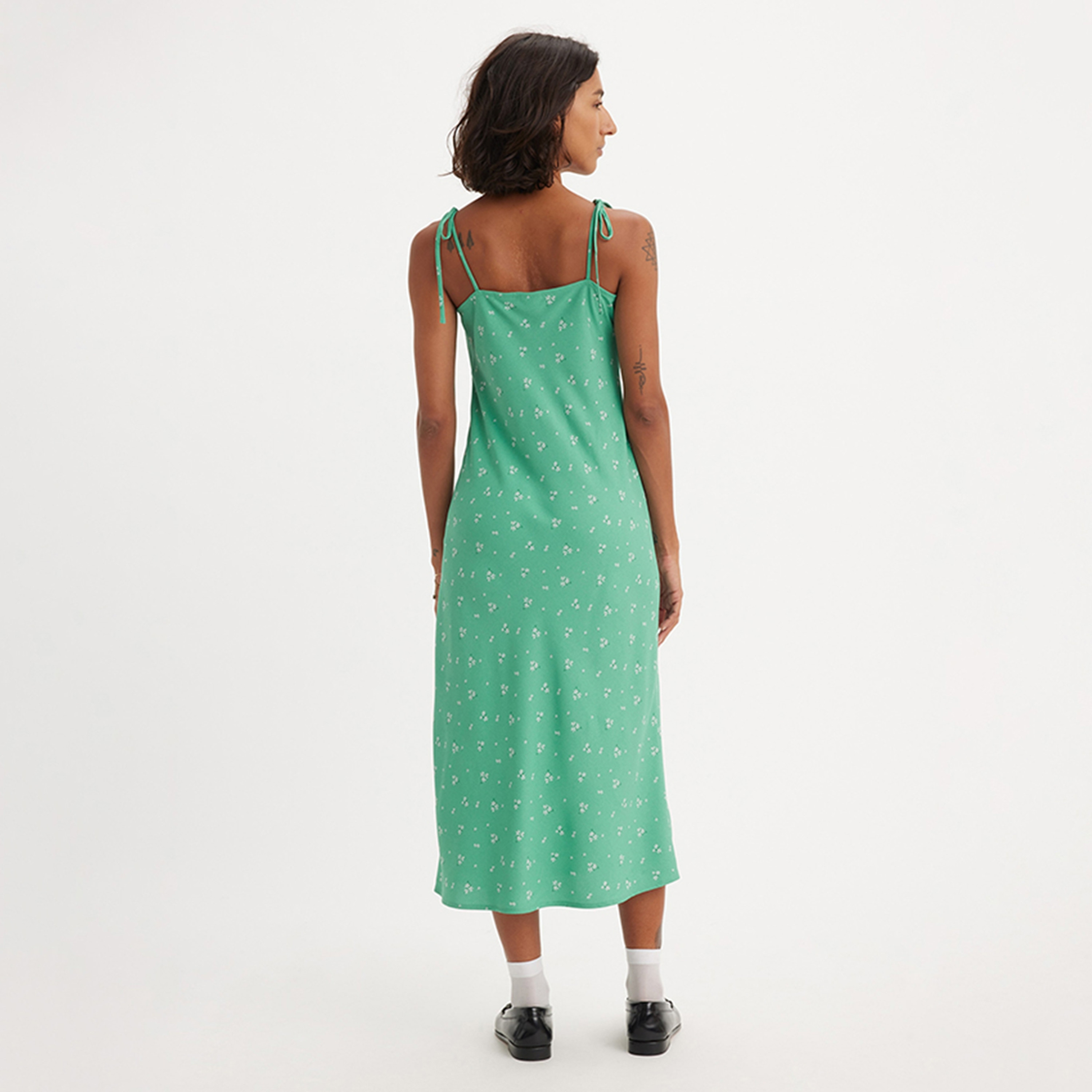 Levi's Green Floral A-Line Midi Women's Dress-women-clothing-dresses-image-2