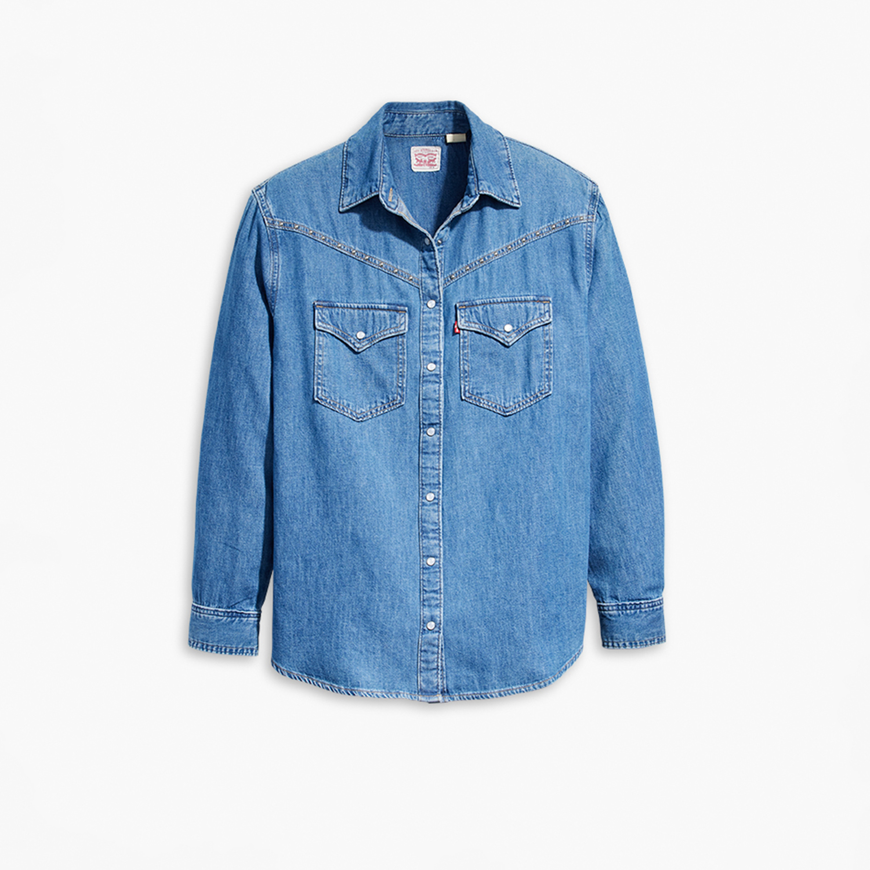 Levi's Women's Buttoned Collared Long Sleeves Denim Shirt-women-clothing-shirtsandblouses-shirts-image-2