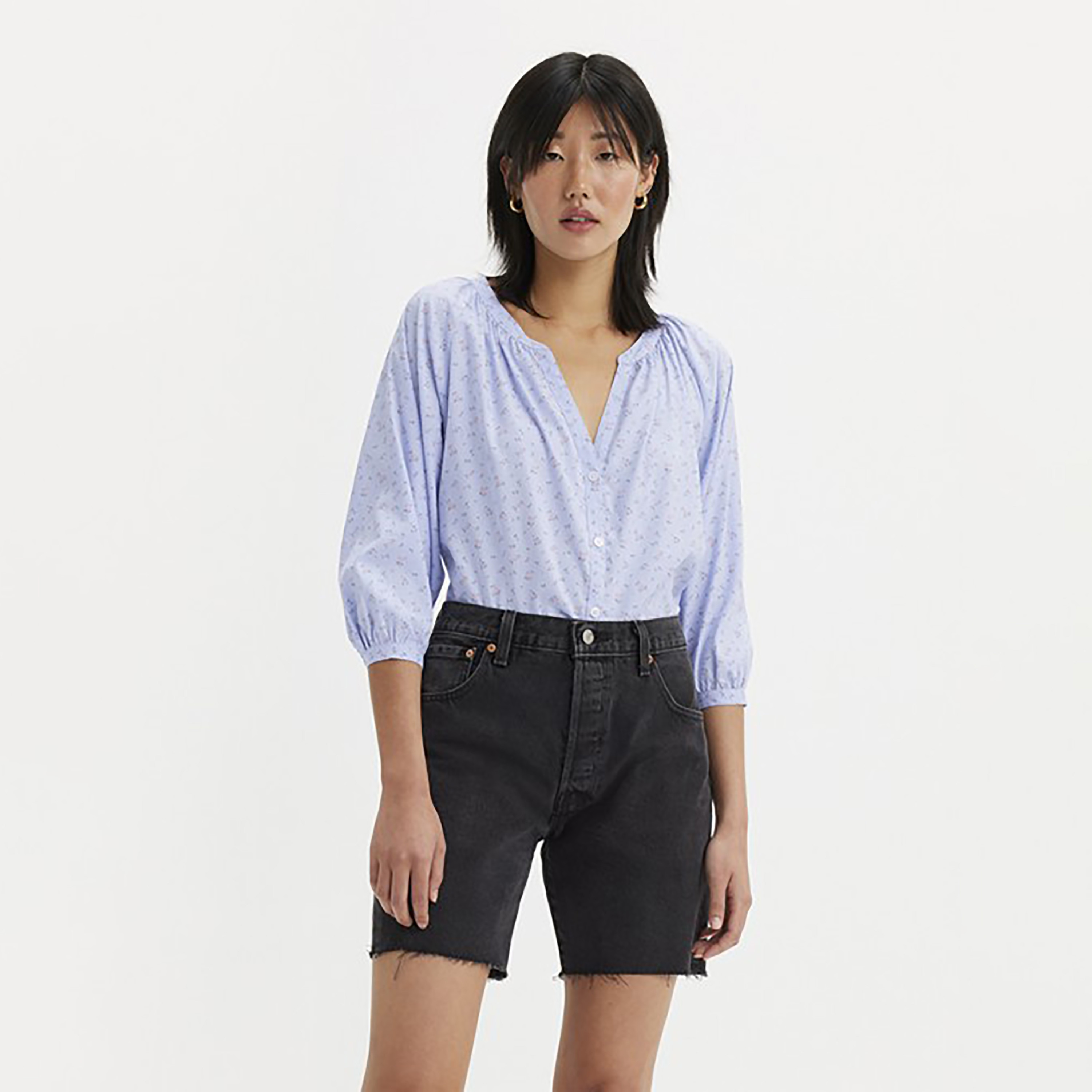 Levi's Printed Split Neck Three-Quarter Sleeves Top-women-clothing-shirtsandblouses-blouses-image-1
