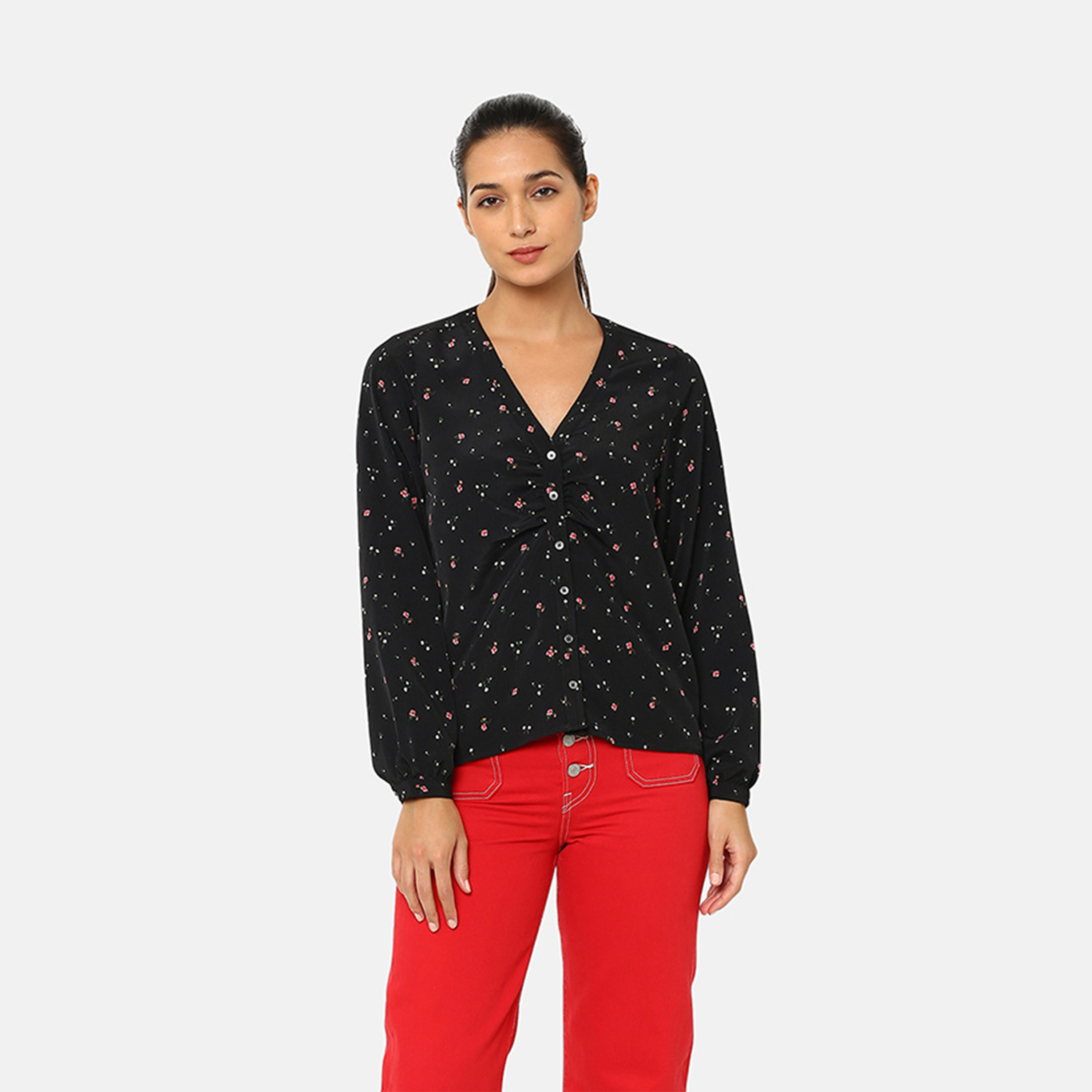 Levi's Women's Floral V-neck Long Sleeves Blouses-women-clothing-shirtsandblouses-blouses-image-1