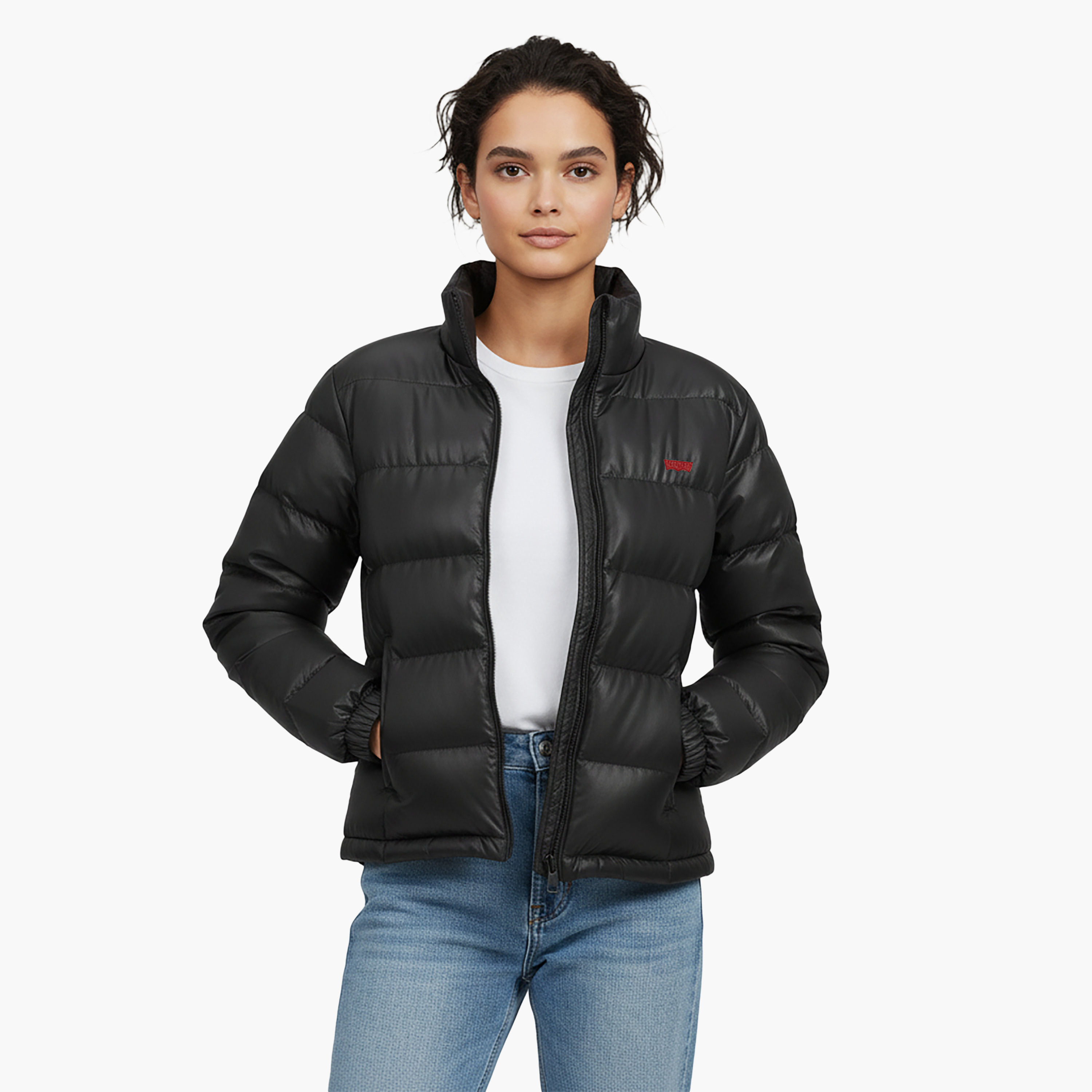 Levi's Textured High Neck Long Sleeves Women's Puffer Jacket-women-clothing-coatsandjackets-jackets-image-1