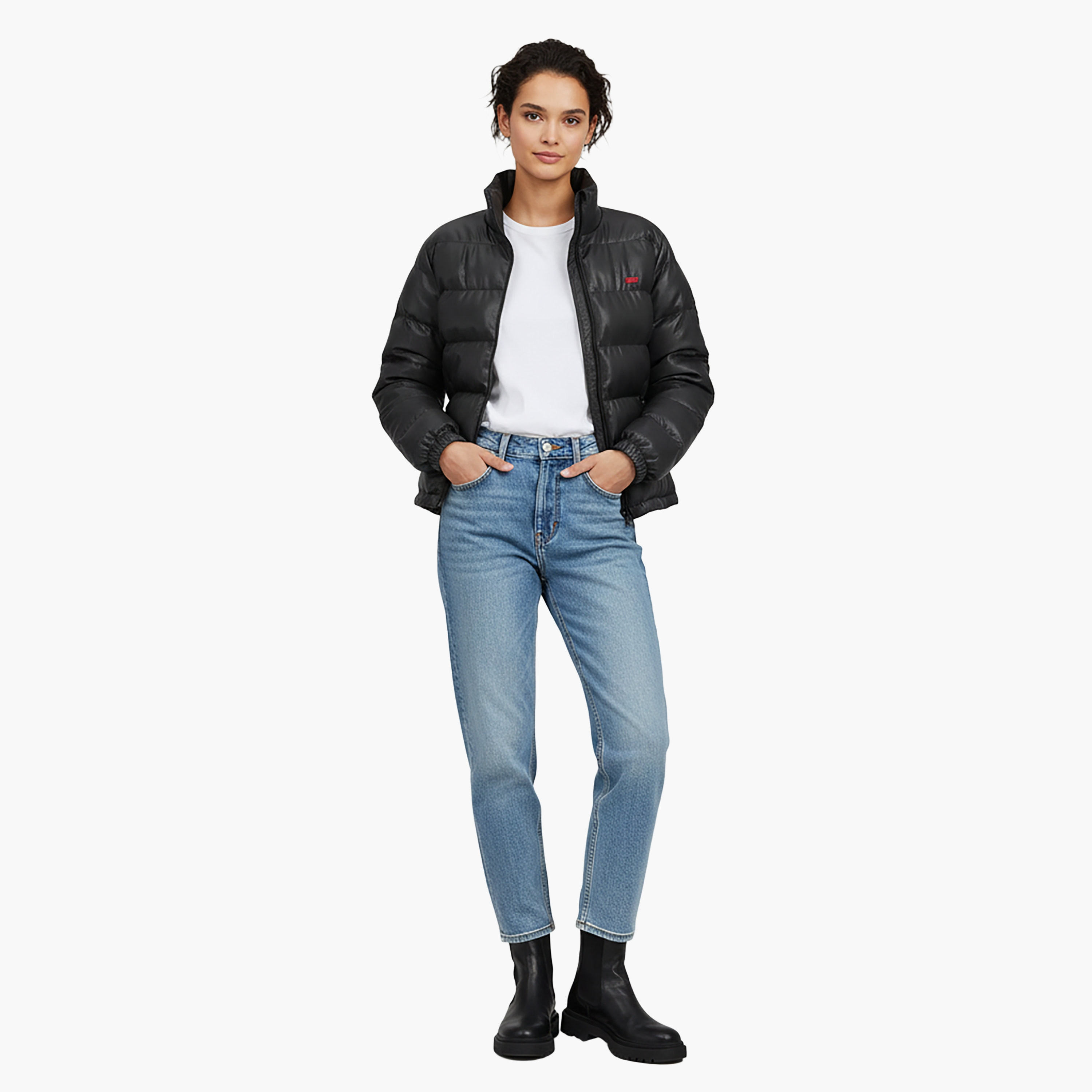 Levi's Textured High Neck Long Sleeves Women's Puffer Jacket-women-clothing-coatsandjackets-jackets-image-2