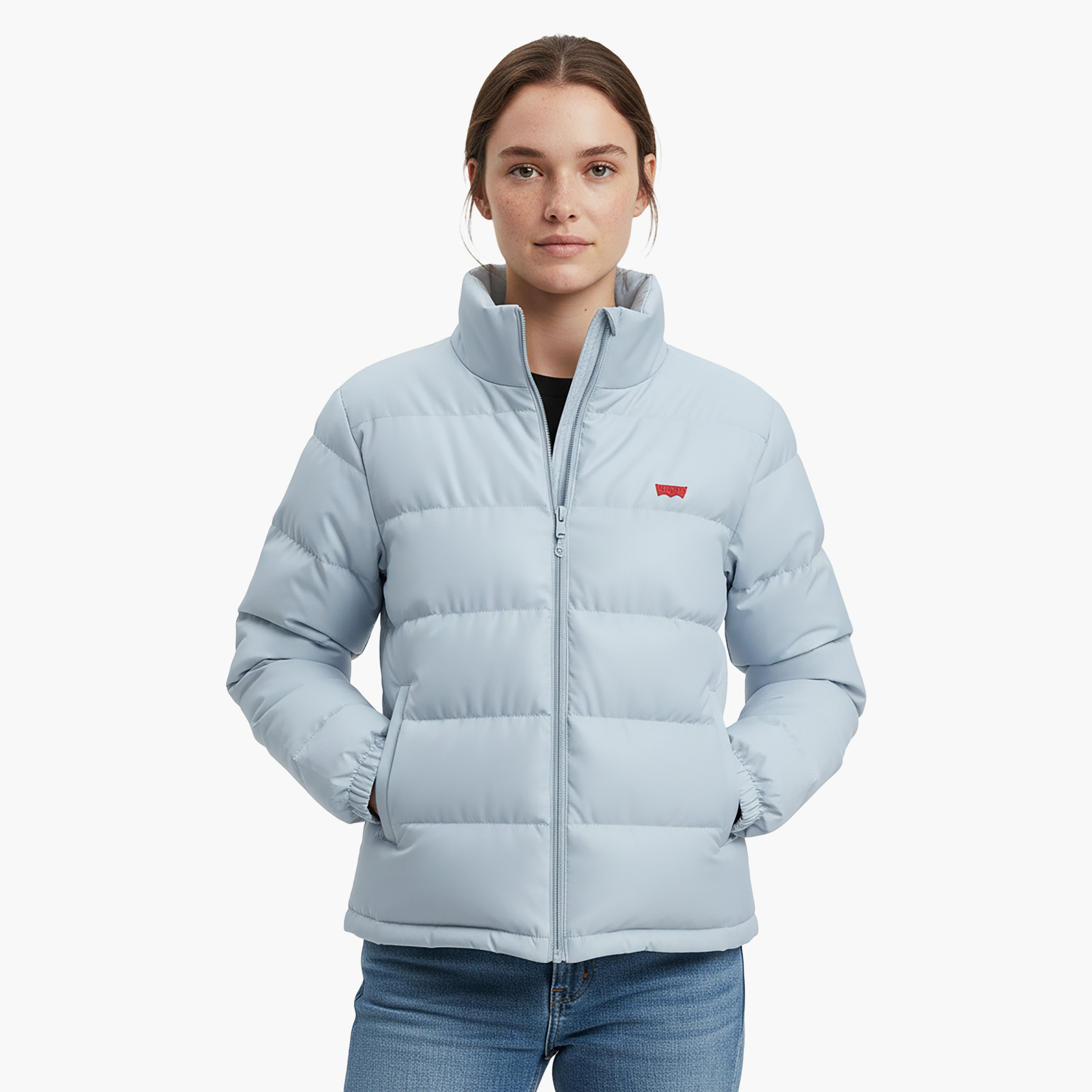 Levi's Textured High Neck Long Sleeves Women's Puffer Jacket-women-clothing-coatsandjackets-jackets-image-1