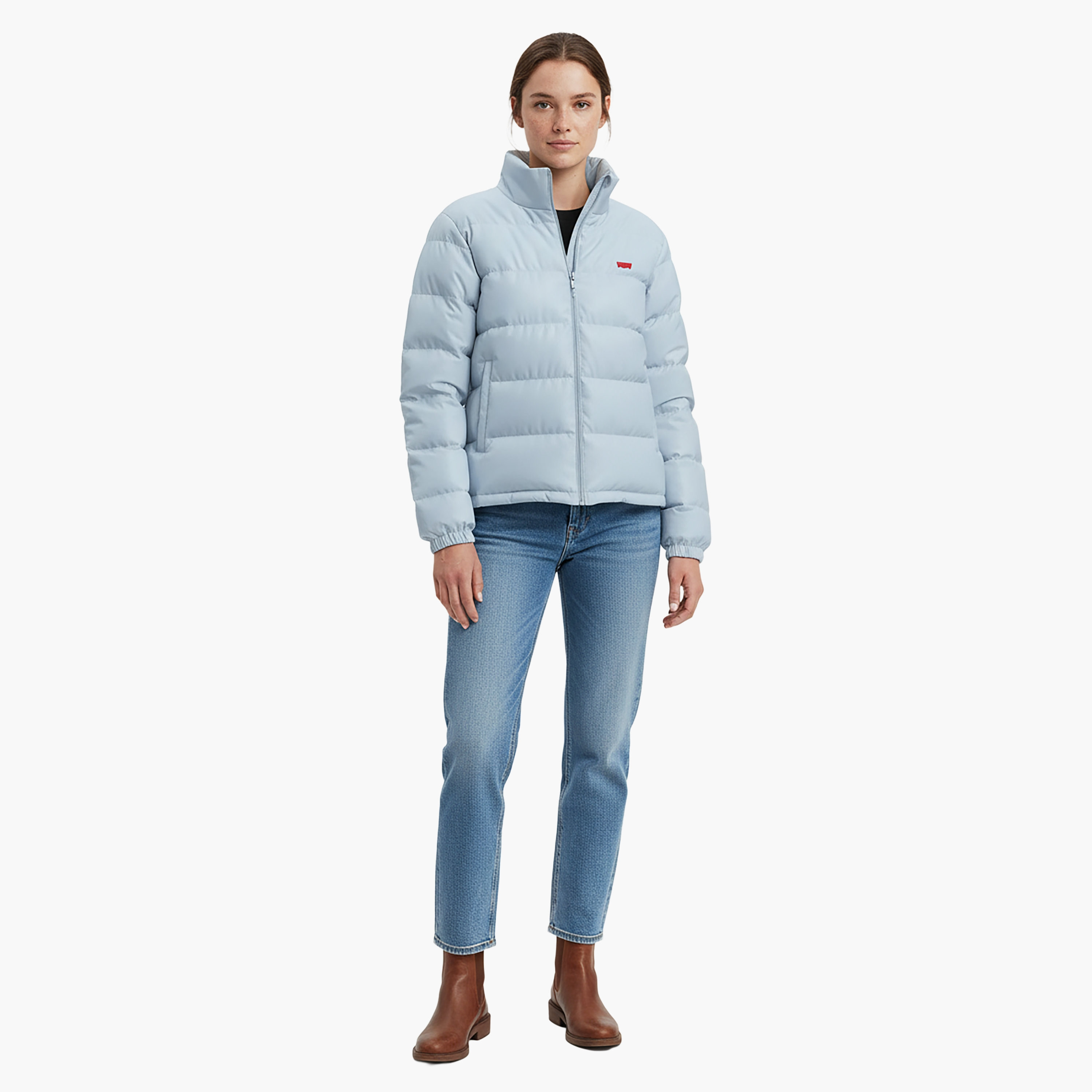 Levi's Textured High Neck Long Sleeves Women's Puffer Jacket-women-clothing-coatsandjackets-jackets-image-2