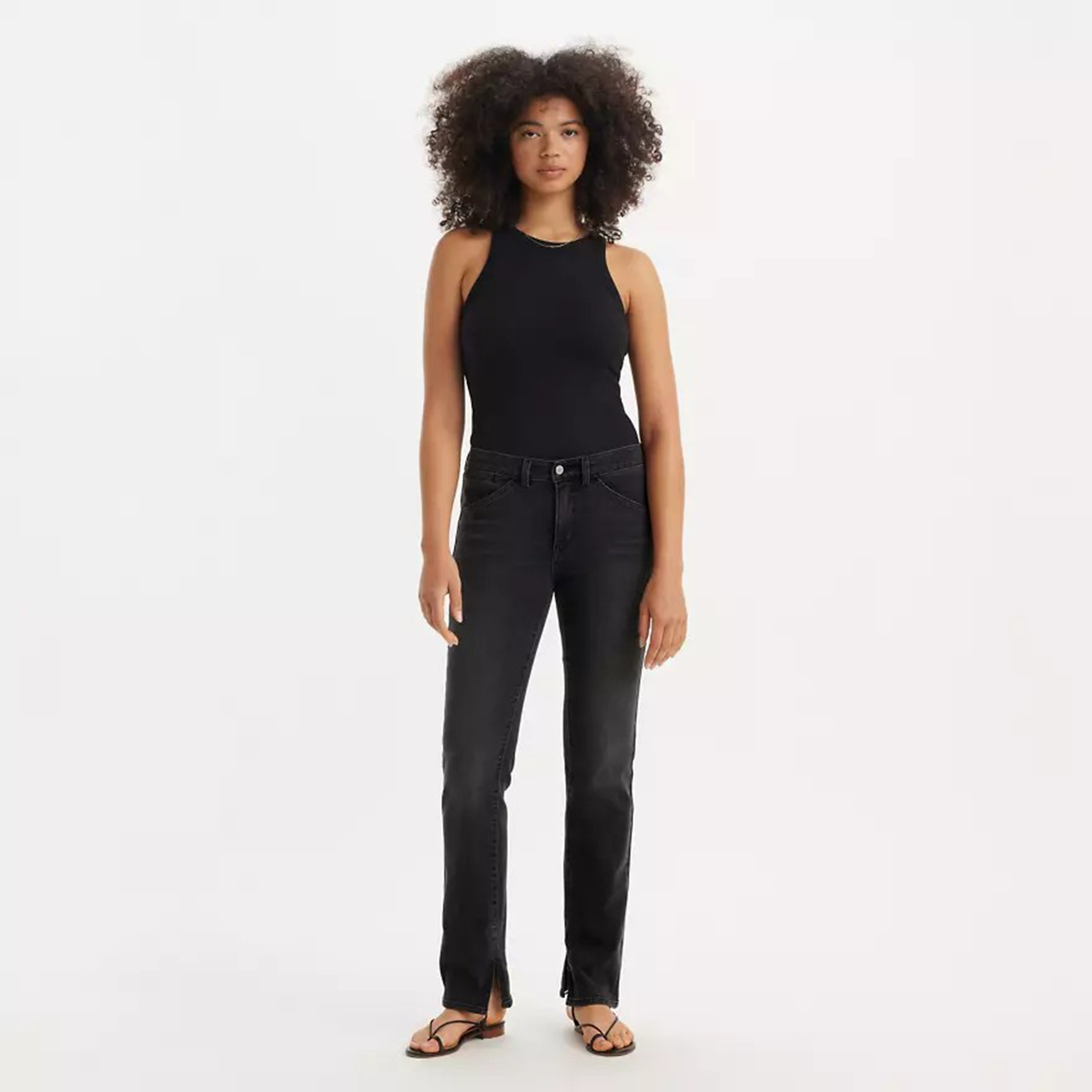 جينز341 للنساء بقصة مستقيمة بخمسة جيوب مقاس 30 رمادي من ليفايس-women-clothing-bottoms-jeans-image-2
