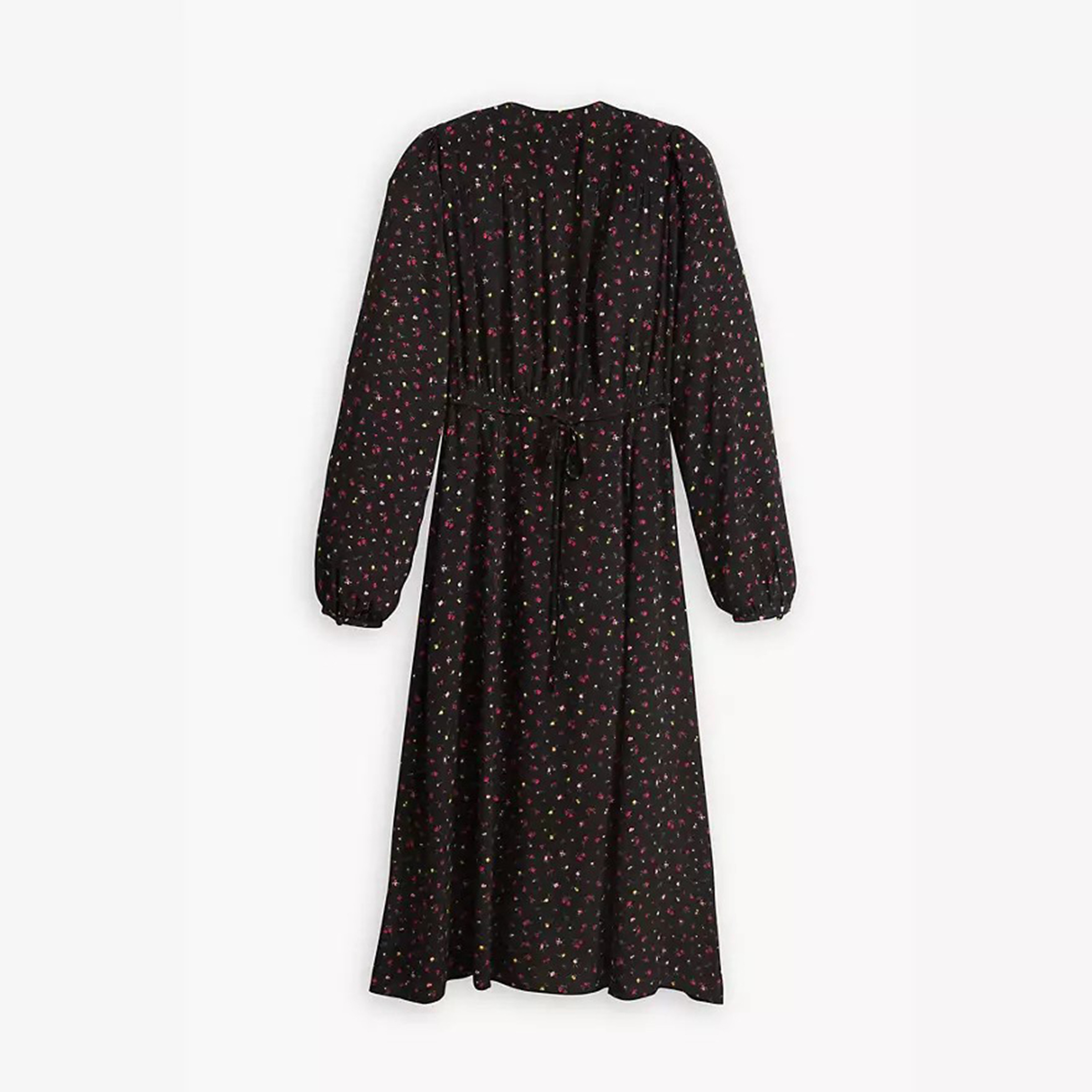 Levi's Black Floral Puff Sleeves Women's A-line Midi Dress-women-clothing-dresses-image-6