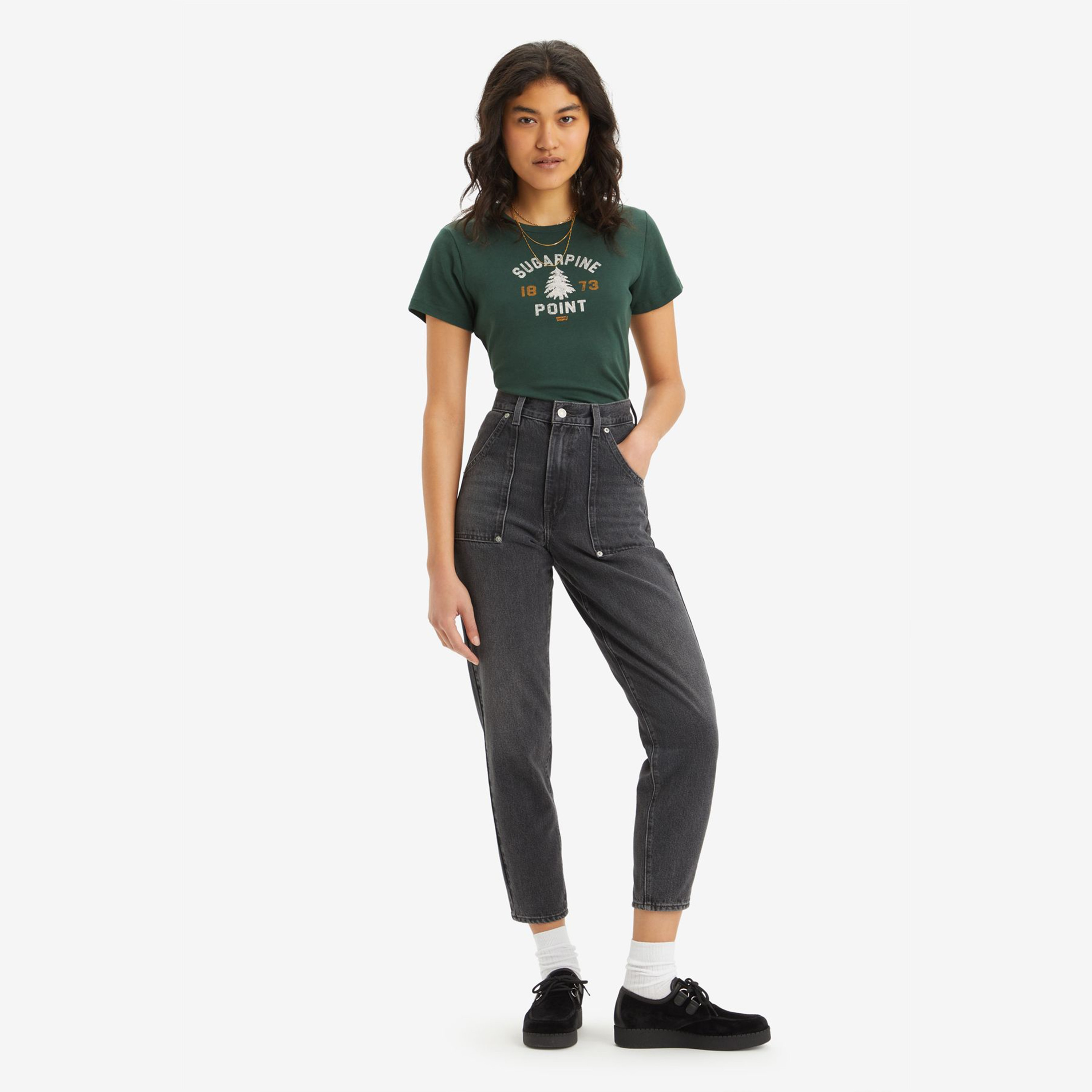 بنطال جينز Levi's Mom Fit باللون الأسود بخمسة جيوب للنساء، درزة داخلية 31-women-clothing-bottoms-jeans-image-2