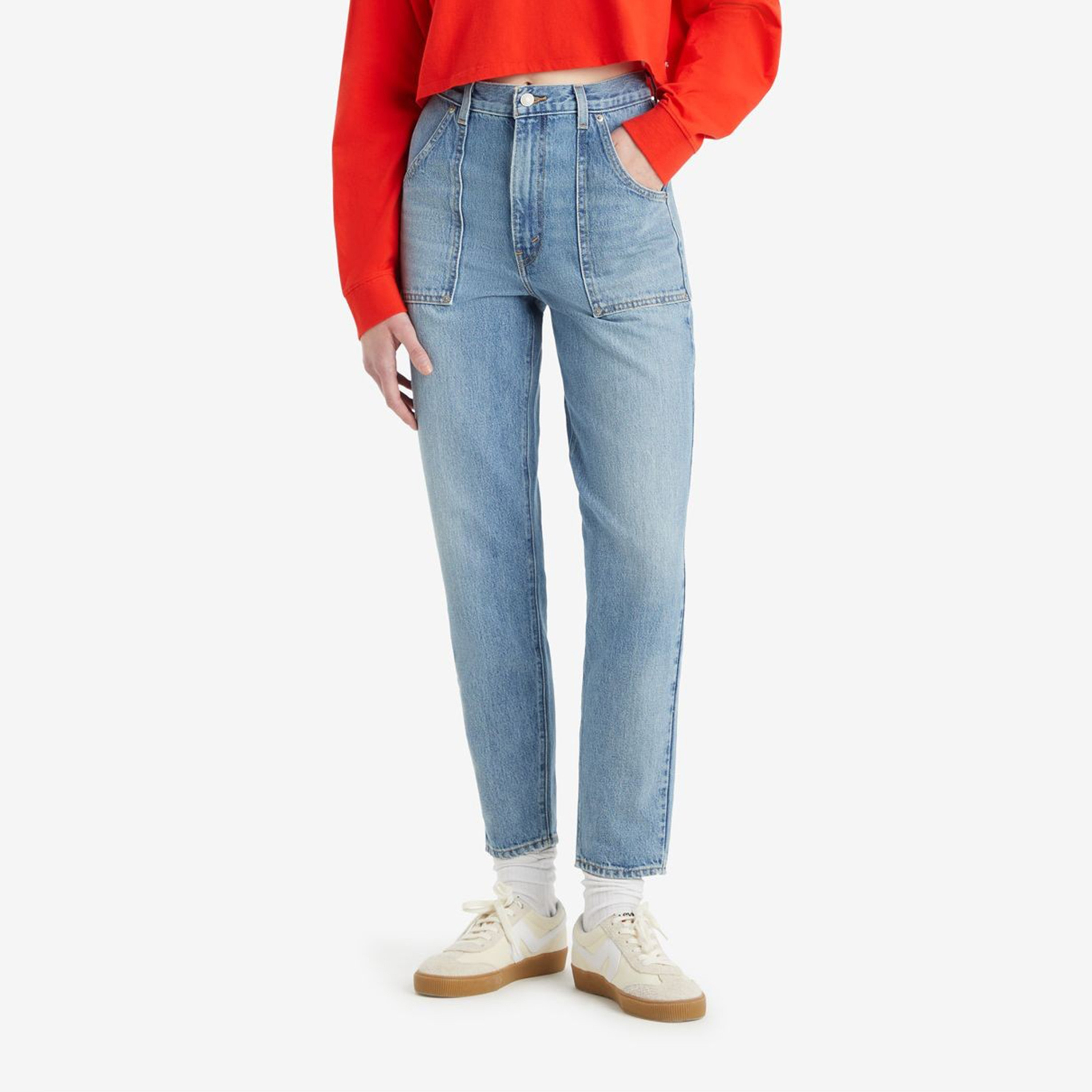  بنطلون جينز نسائي بقصة موم أزرق بأربعة جيوب، مقاس داخلي 31 من ليفايس-women-clothing-bottoms-jeans-image-1