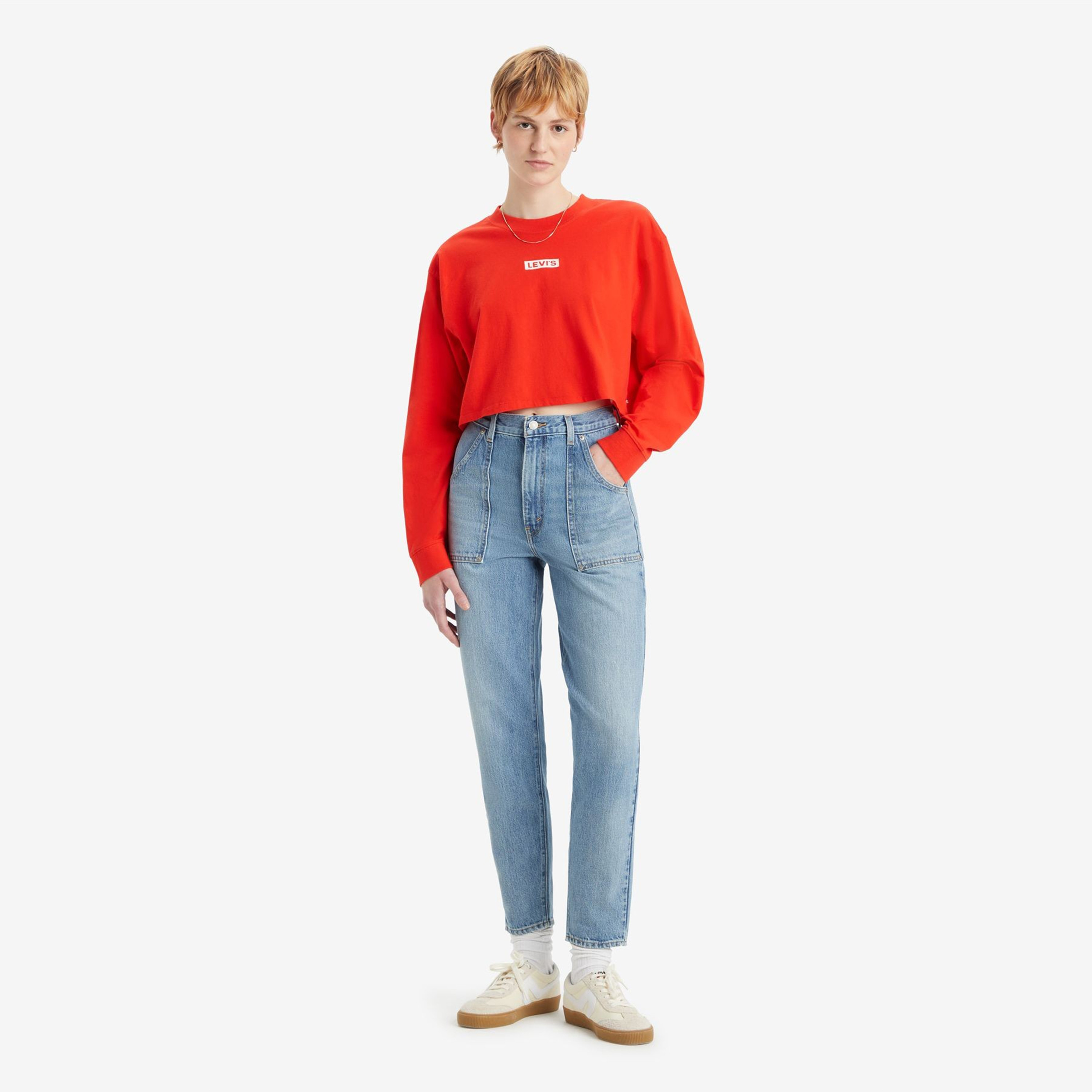  بنطلون جينز نسائي بقصة موم أزرق بأربعة جيوب، مقاس داخلي 31 من ليفايس-women-clothing-bottoms-jeans-image-2