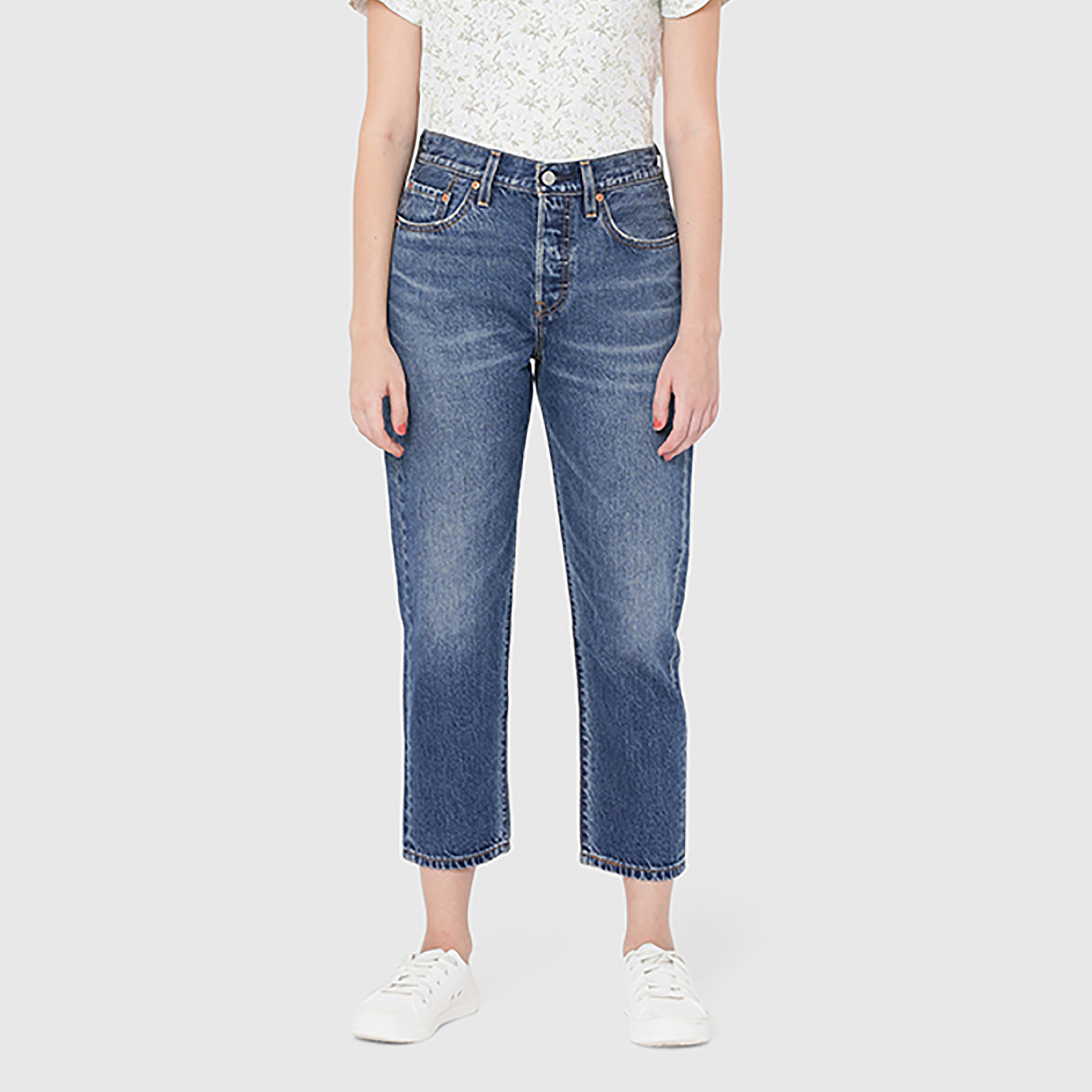بنطلون جينز نسائي من Levi's 501 بمقاس عادي أزرق 5 جيوب درزة داخلية 30-women-clothing-bottoms-jeans-image-1