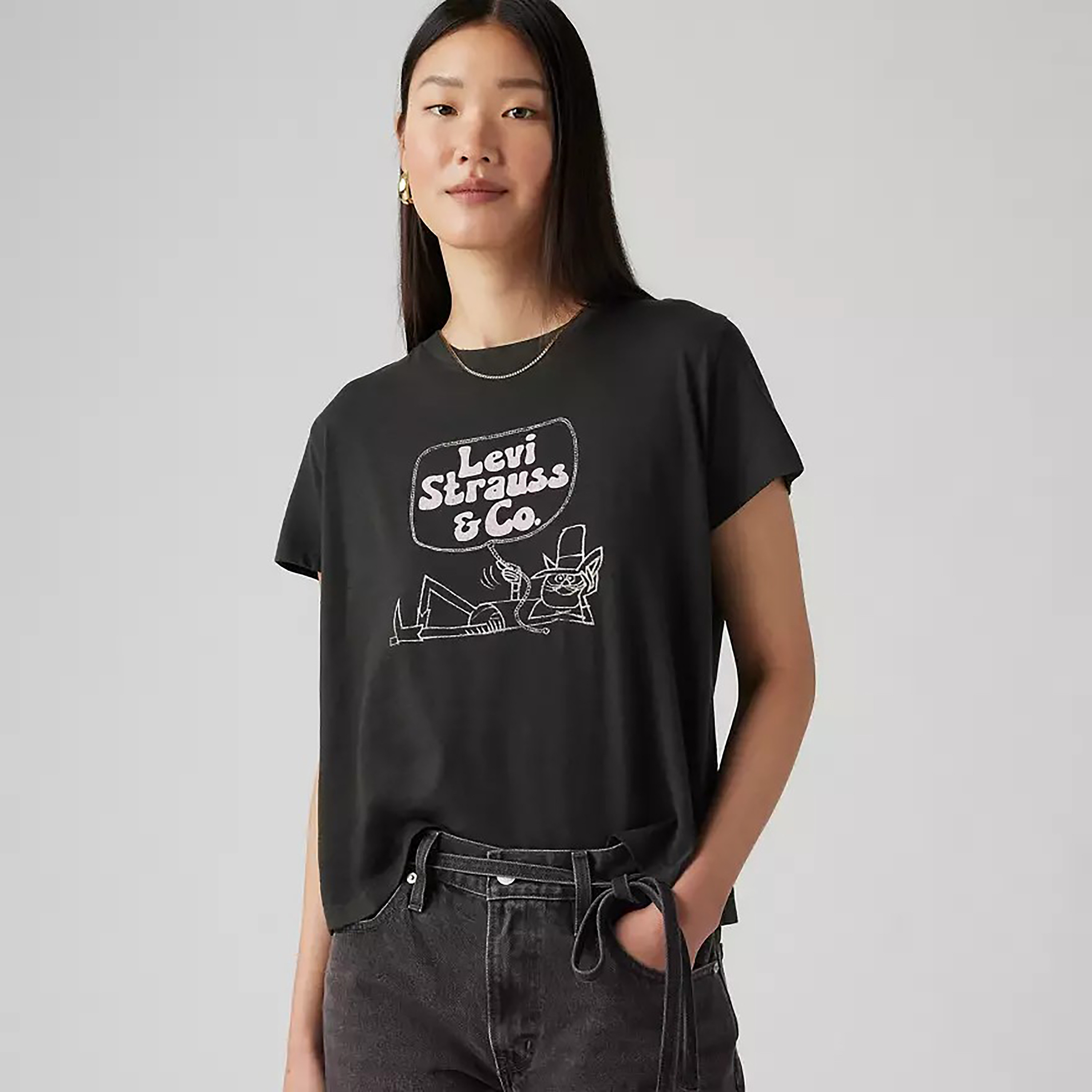 Levi's Printed Round Neck Short Sleeves Women's T-Shirt-women-clothing-tshirts-image-1