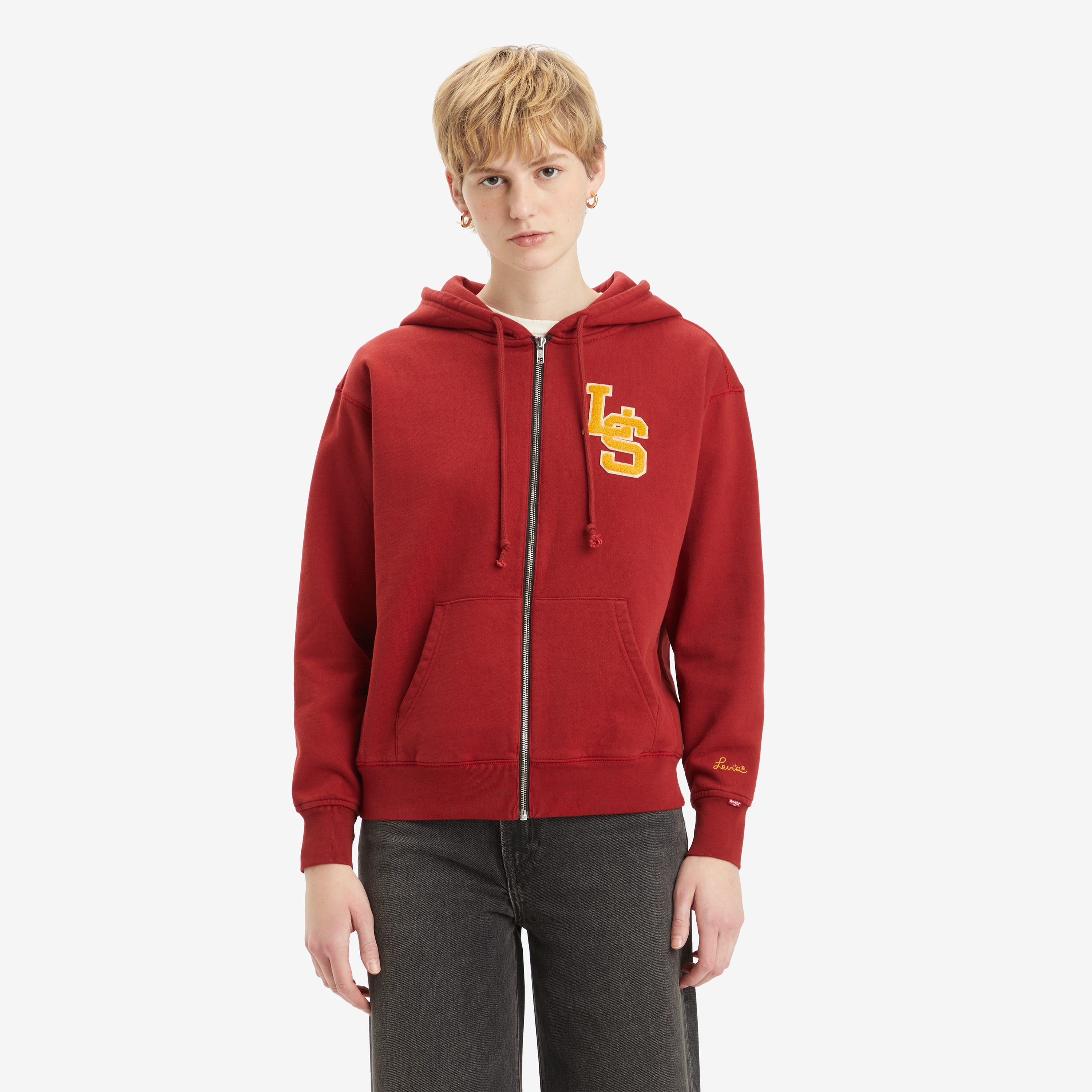 Levi's Applique Hooded Neck Long Sleeves Women's Zip-Through Hoodie-women-clothing-hoodiesandsweatshirts-hoodies-image-1