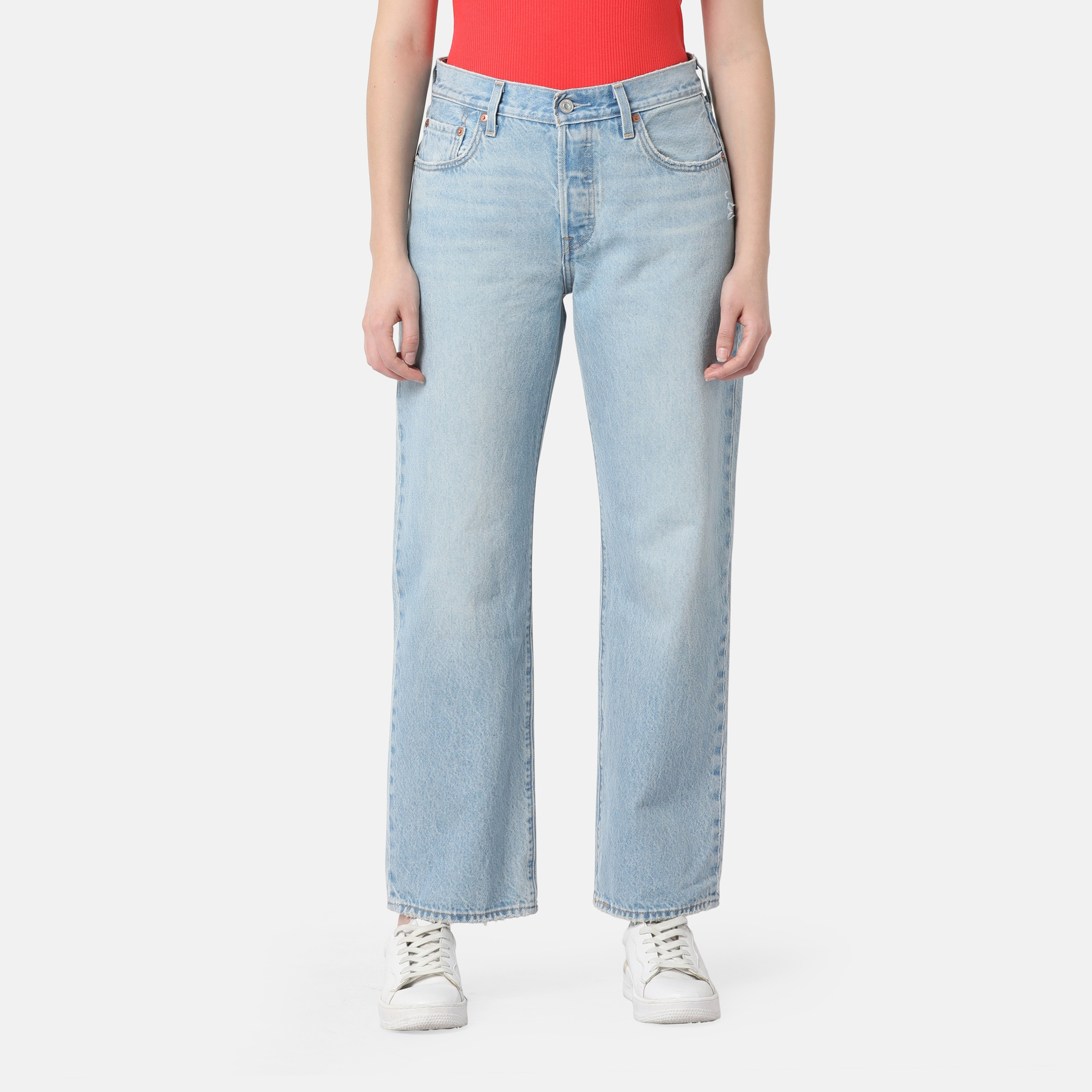 جينز نسائي من Levi's 501 90S بقصة عادية نيلي و5 جيوب للكاحل-women-clothing-bottoms-jeans-image-1