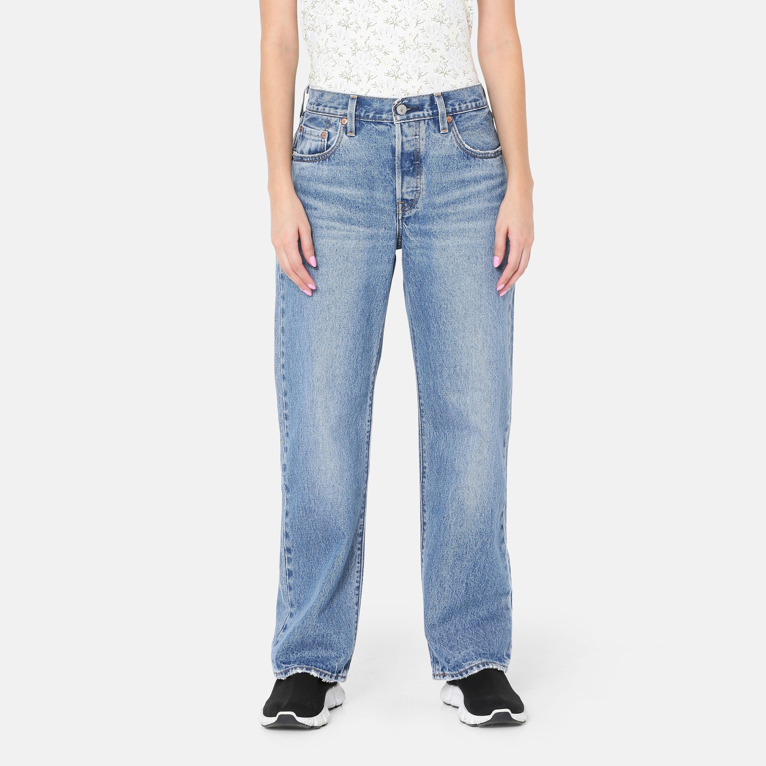 جينز نسائي من Levi's 501 90S بقصة عادية نيلي و5 جيوب للكاحل-women-clothing-bottoms-jeans-image-1