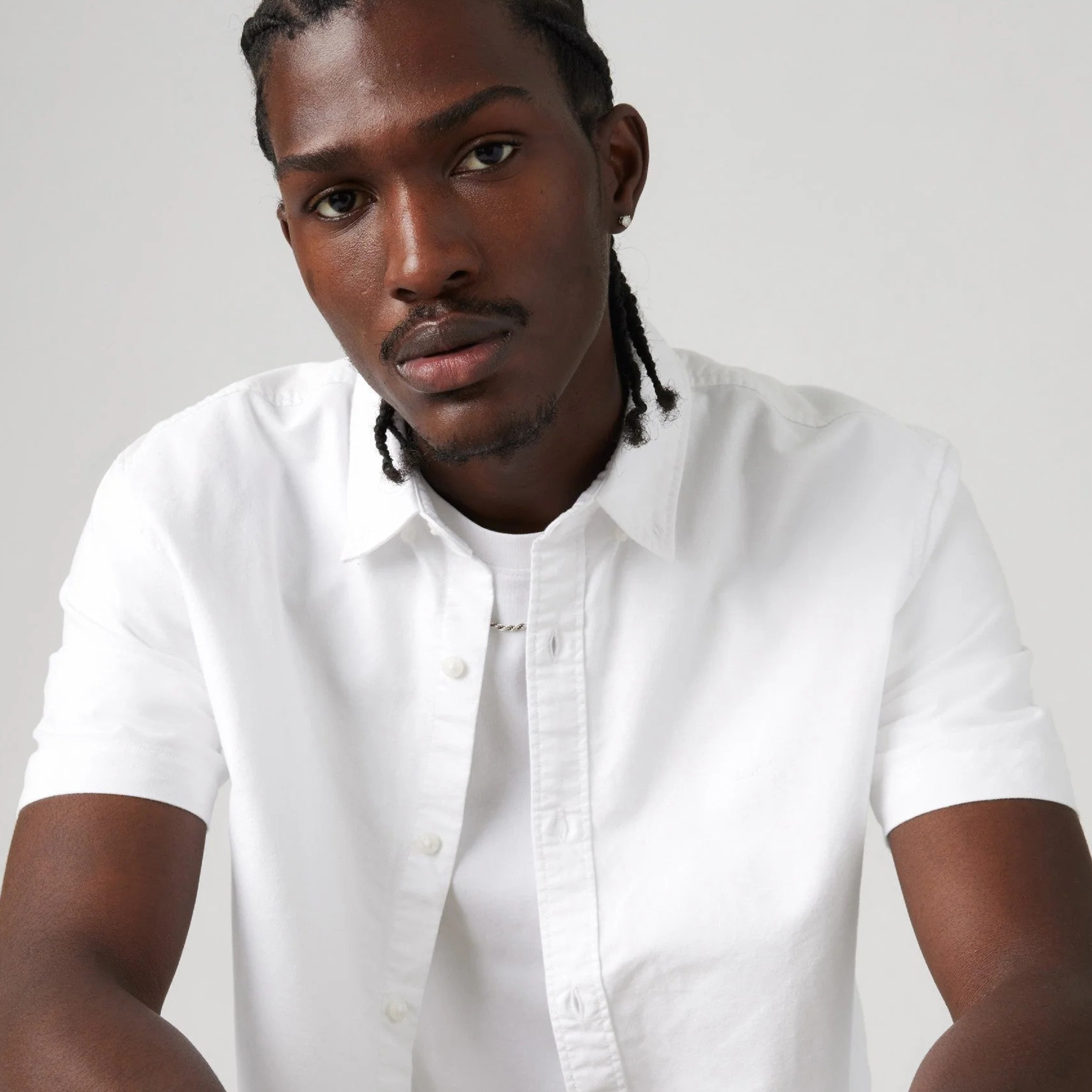 Levi's Plain Collared Short Sleeves Men's Shirt-men-clothing-shirts-image-3