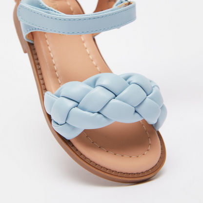 Juniors Braided Strap Sandals with Hook and Loop Closure