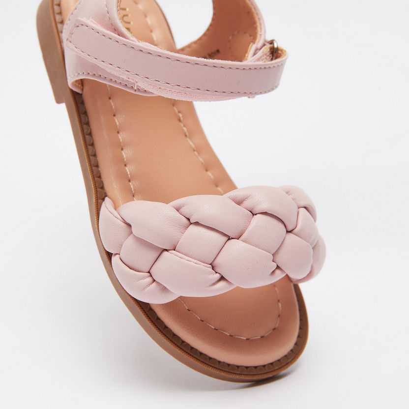 Juniors Braided Strap Sandals with Hook and Loop Closure-Baby Girl%27s Sandals-image-3