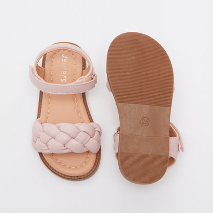 Juniors Braided Strap Sandals with Hook and Loop Closure