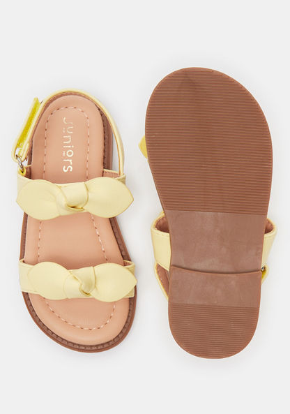 Juniors Sandals with Hook and Loop Closure and Bow Appliques