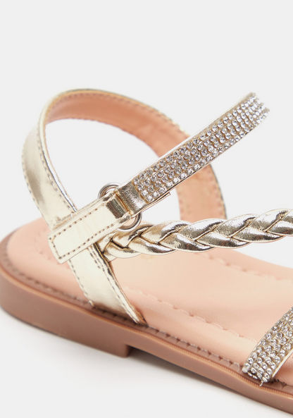 Little Missy Metallic Strappy Sandals with Hook and Loop Closure