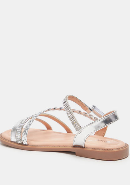 Little Missy Metallic Strappy Sandals with Hook and Loop Closure-Girl%27s Sandals-image-2