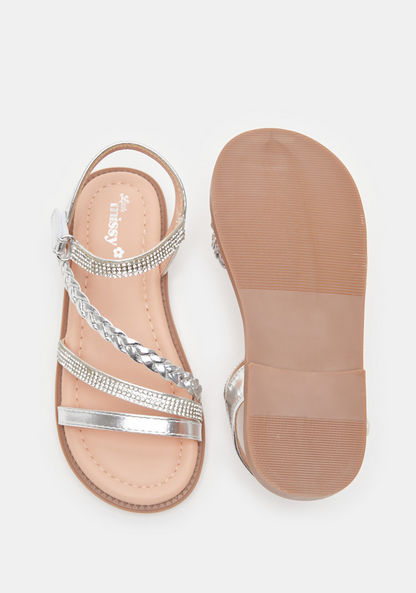 Little Missy Metallic Strappy Sandals with Hook and Loop Closure-Girl%27s Sandals-image-4