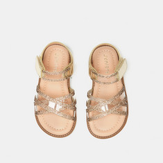 Juniors Embellished Sandals with Hook and Loop Closure