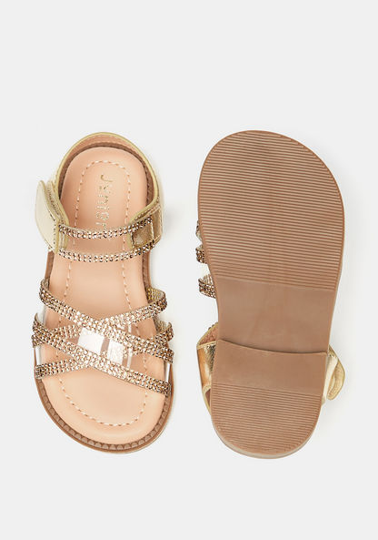 Juniors Embellished Sandals with Hook and Loop Closure
