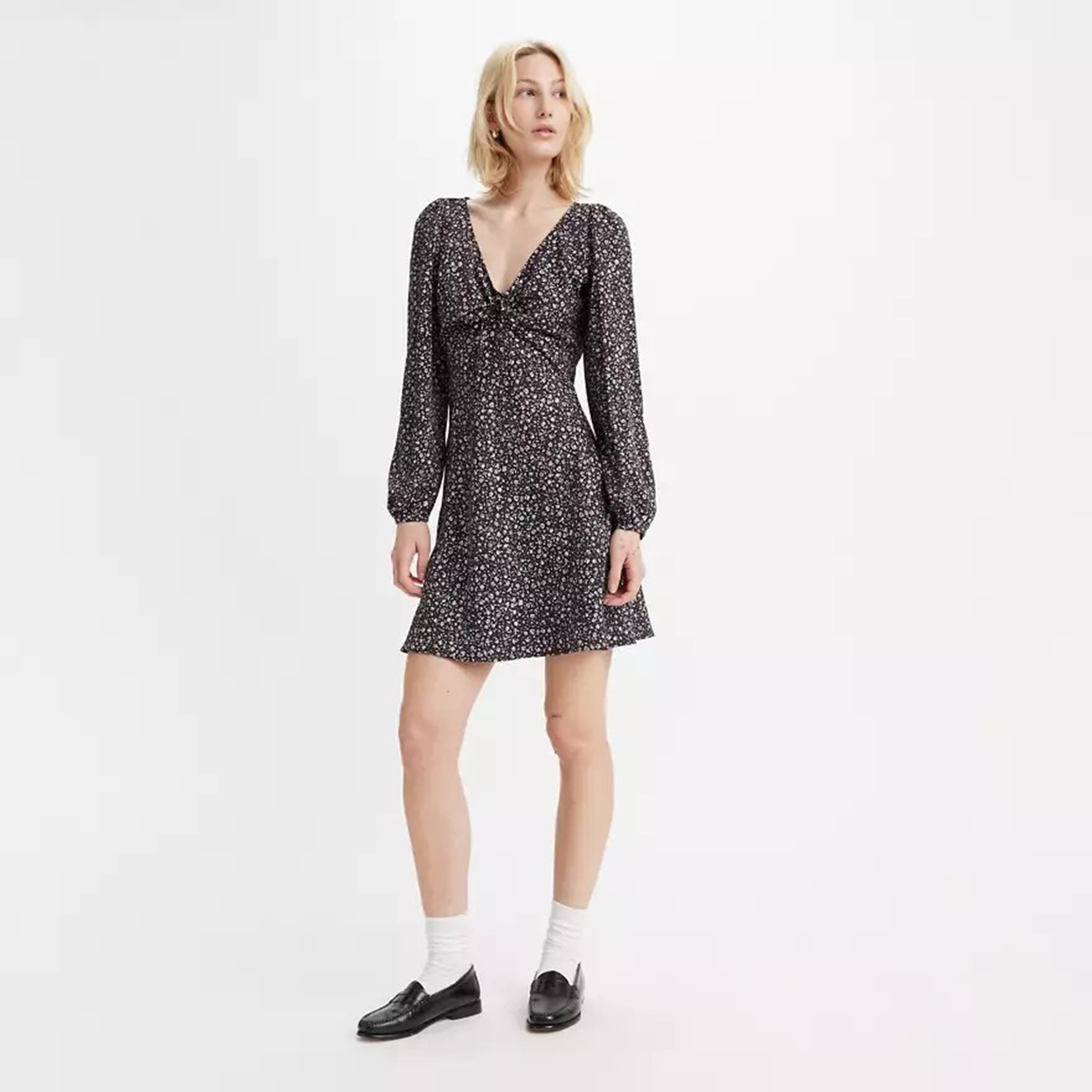 Levi's Black Printed A-Line Women's Mini Dress-women-clothing-dresses-image-1