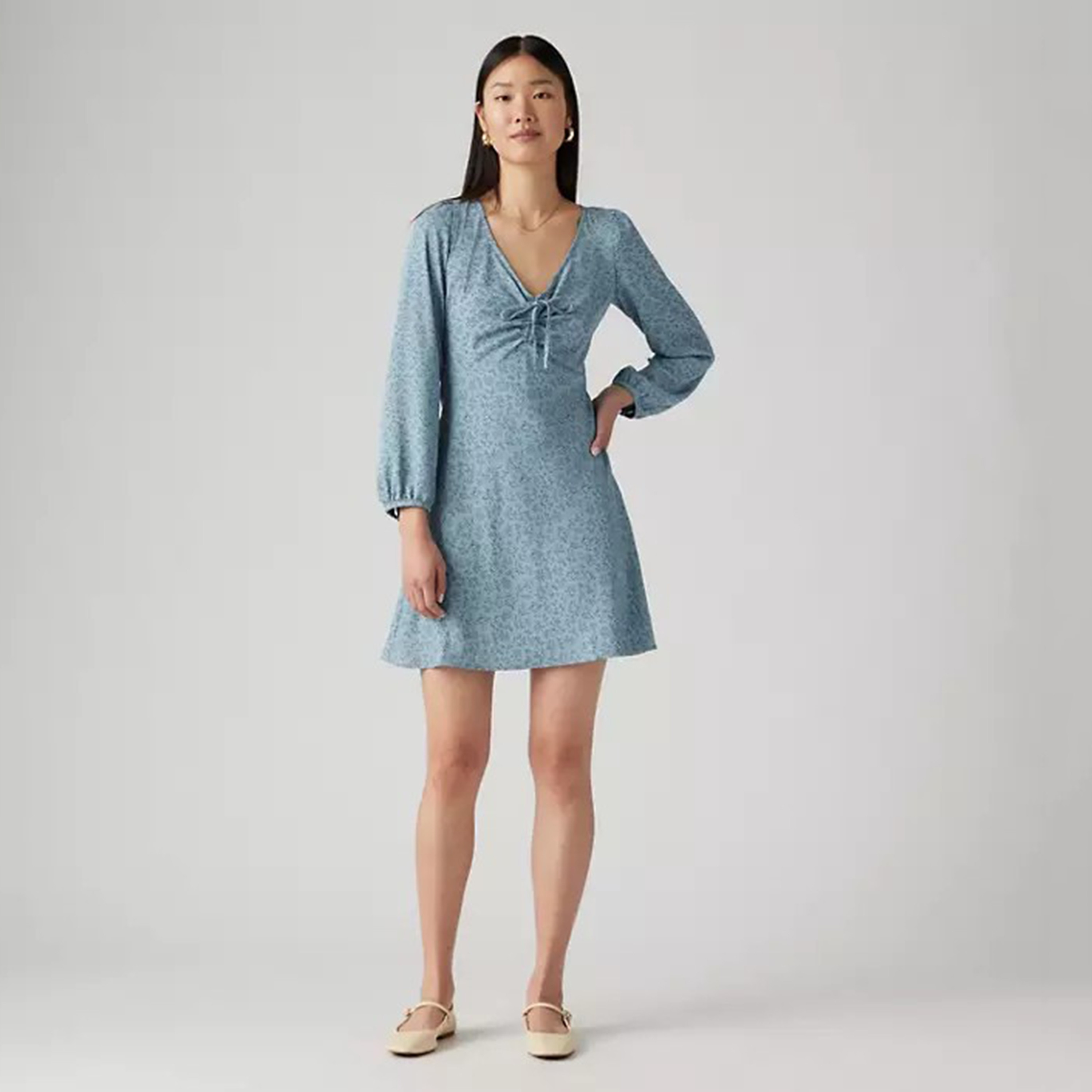 Levi's Blue Printed Mini Women's A-Line Dress-women-clothing-dresses-image-2