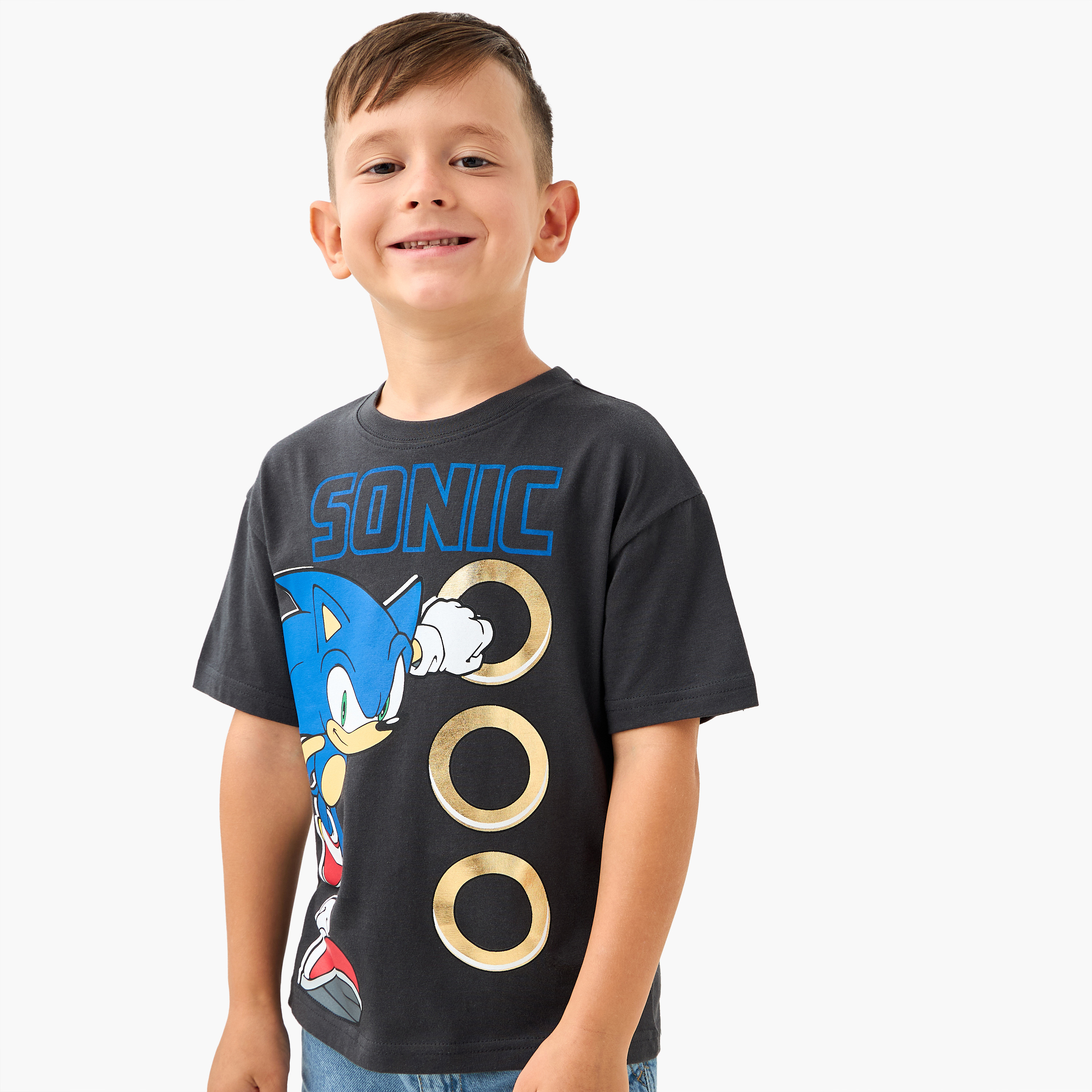 Sonic the Hedgehog Graphic Print T-shirt with Short Sleeves-boys-clothing-tshirtsandpolos-image-1