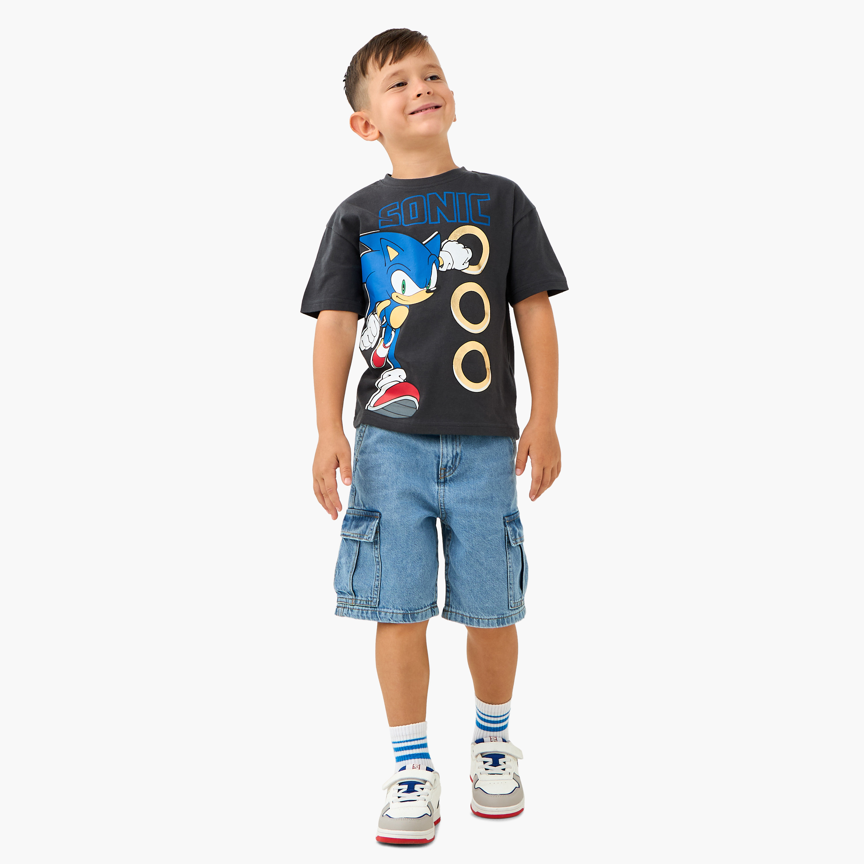 Sonic the Hedgehog Graphic Print T-shirt with Short Sleeves-boys-clothing-tshirtsandpolos-image-2