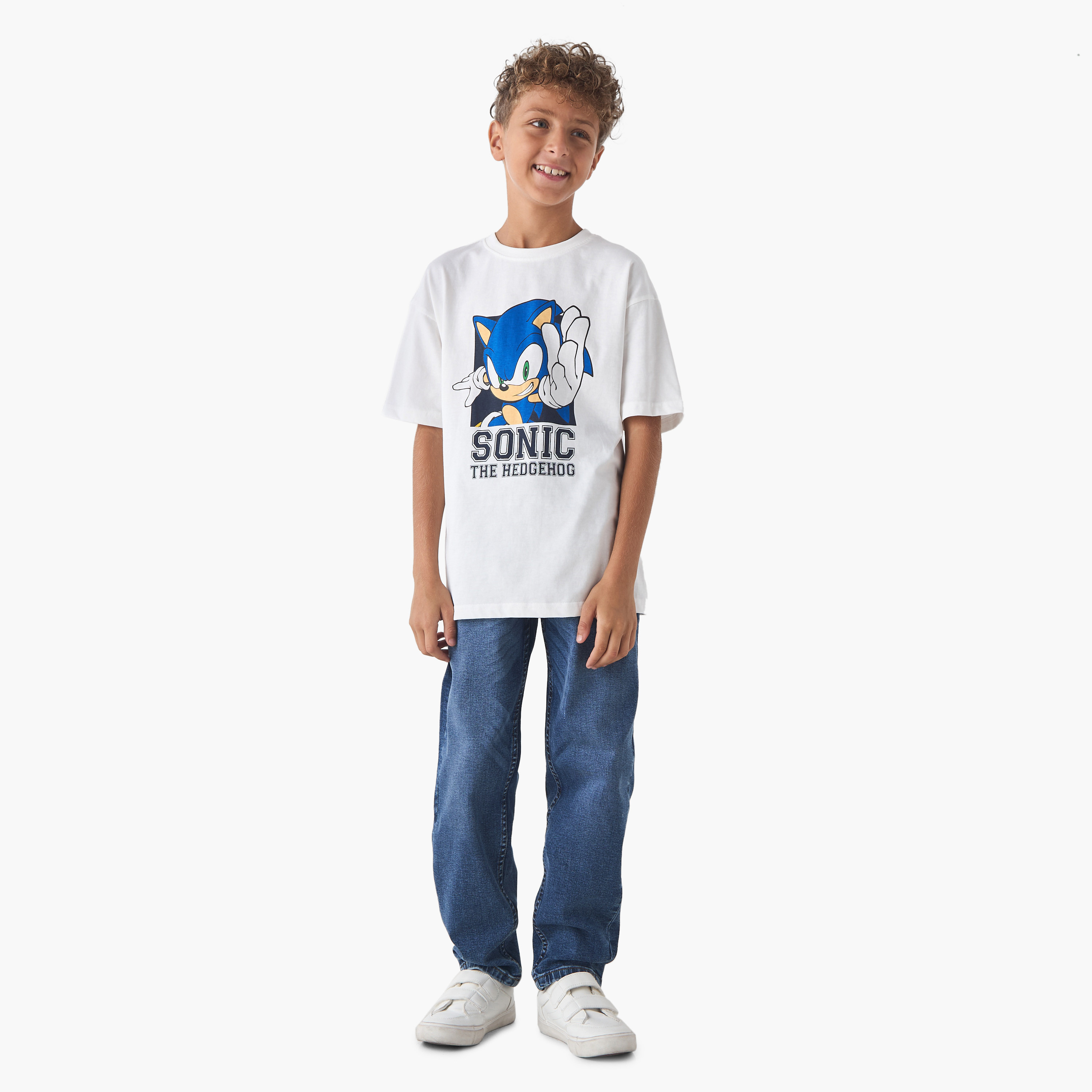 Sonic the Hedgehog Print Crew Neck T-shirt with Short Sleeves-boys-clothing-tshirtsandpolos-image-2