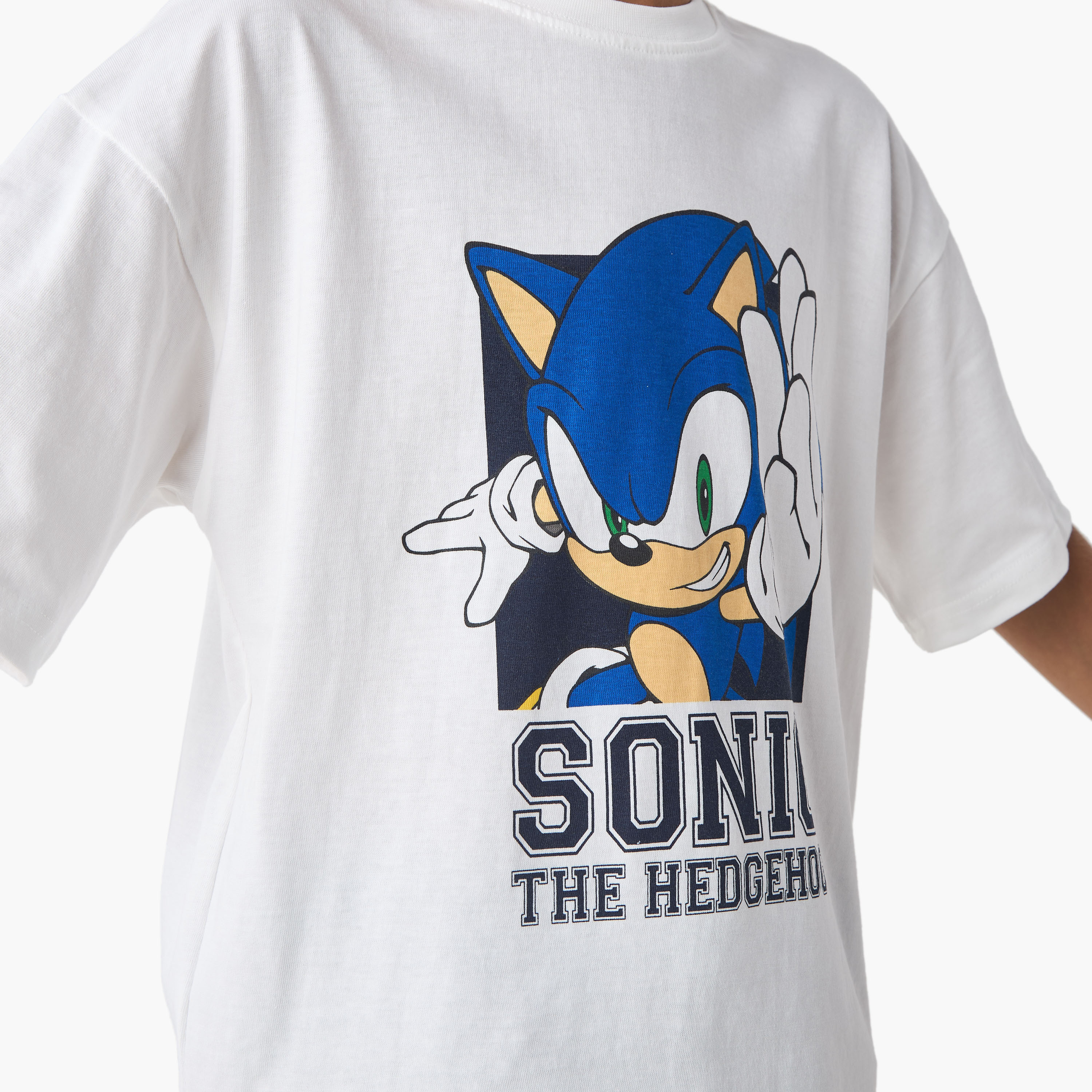 Sonic the Hedgehog Print Crew Neck T-shirt with Short Sleeves-boys-clothing-tshirtsandpolos-image-4
