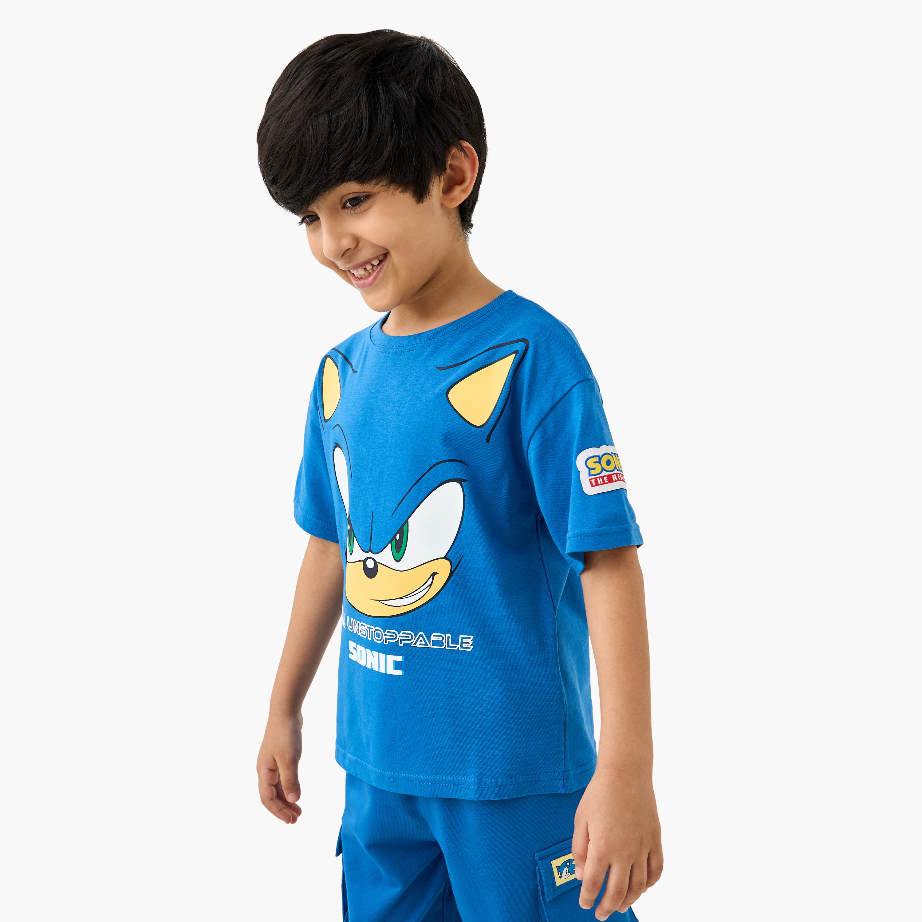 Sonic the Hedgehog Graphic Print T-shirt with Short Sleeves-boys-clothing-tshirtsandpolos-image-1