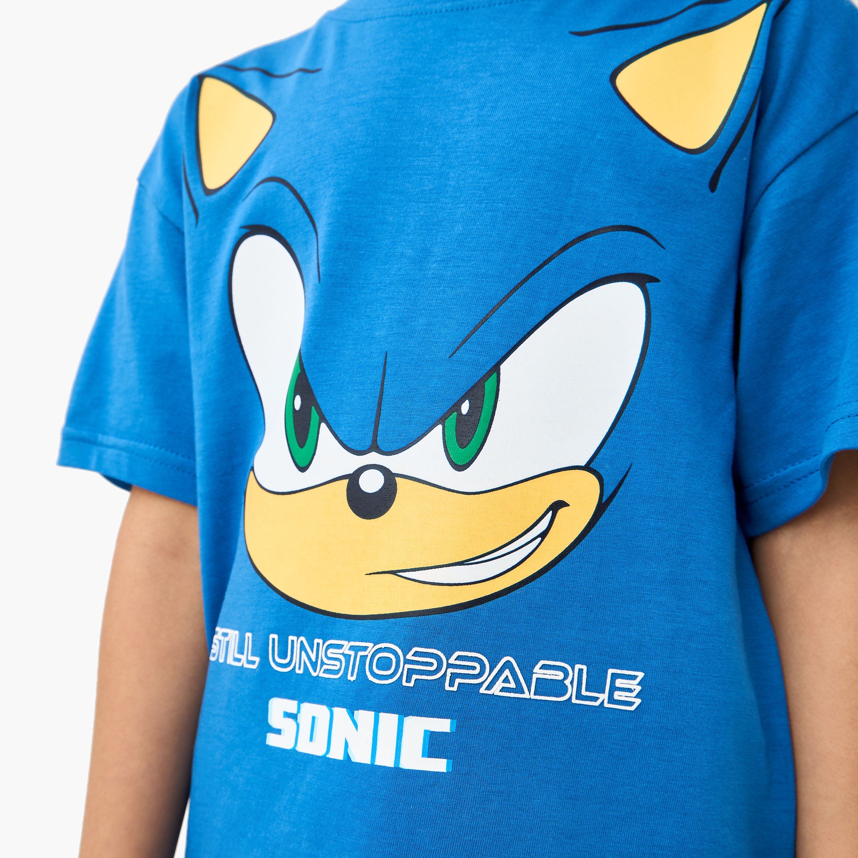 Sonic the Hedgehog Graphic Print T-shirt with Short Sleeves-boys-clothing-tshirtsandpolos-image-4