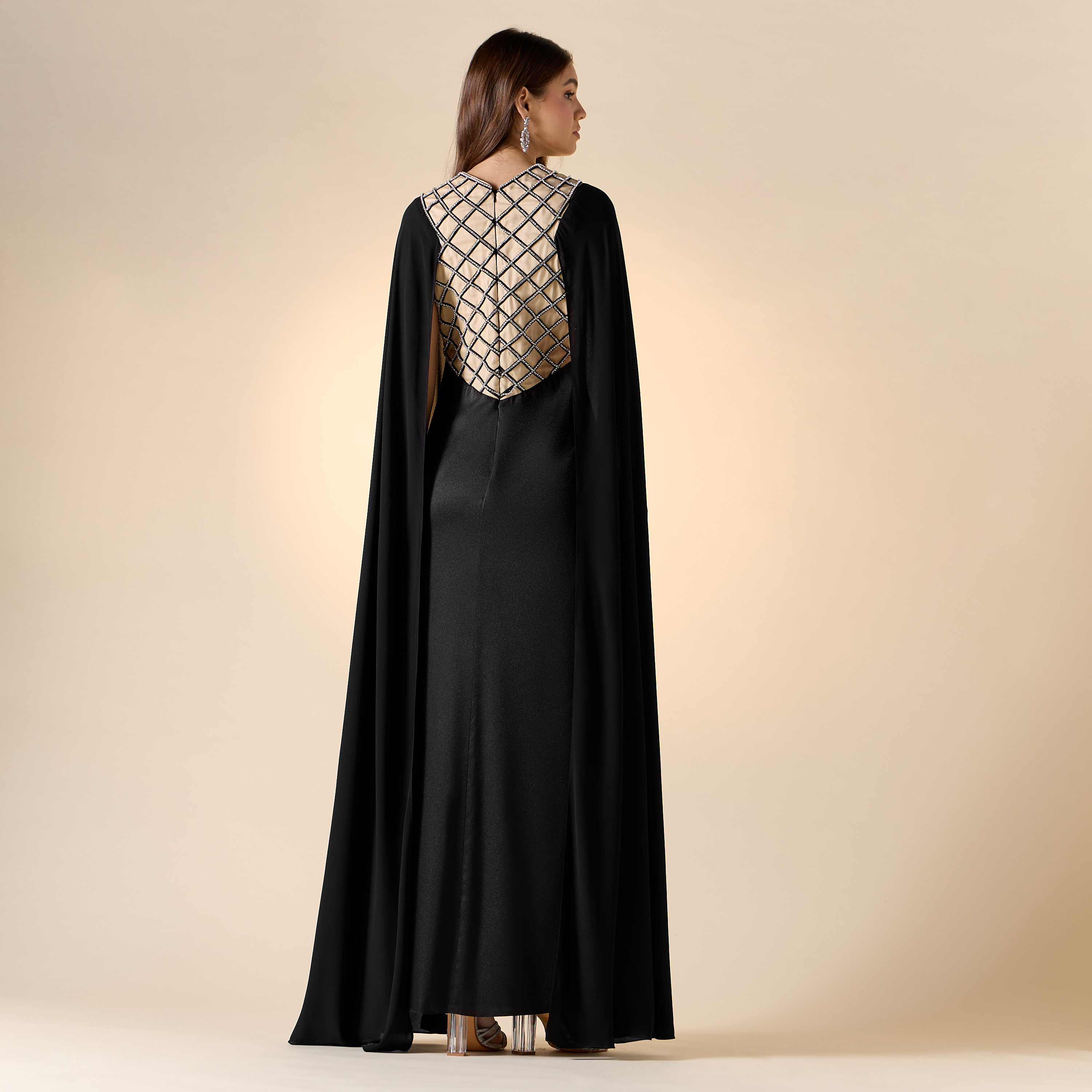 Aara Stone Embellished Maxi Dress with Round Neck and Long Slit Sleeves-women-clothing-dresses-image-3