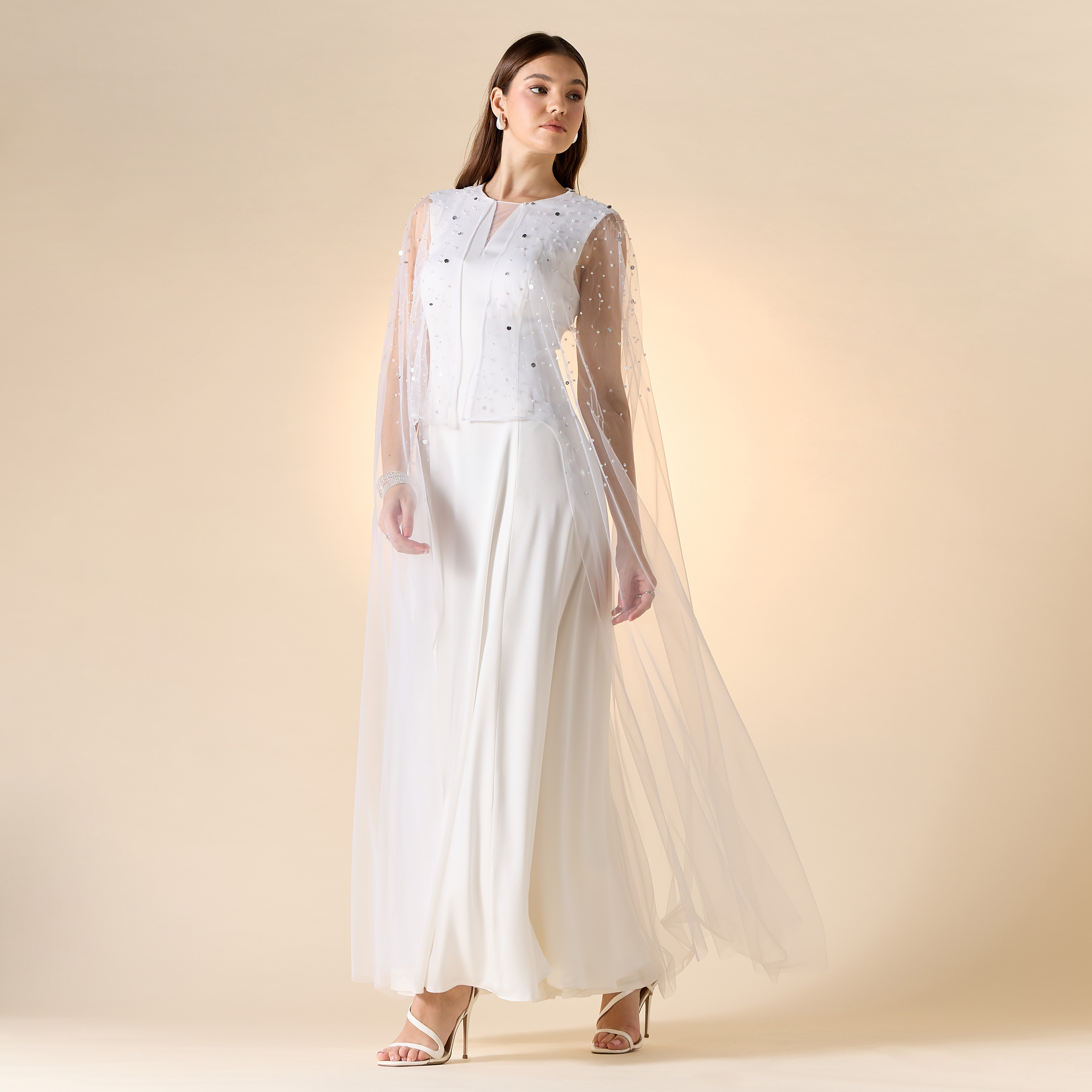 Aara Embellished Maxi Dress with Cape Overlay-women-clothing-dresses-image-2