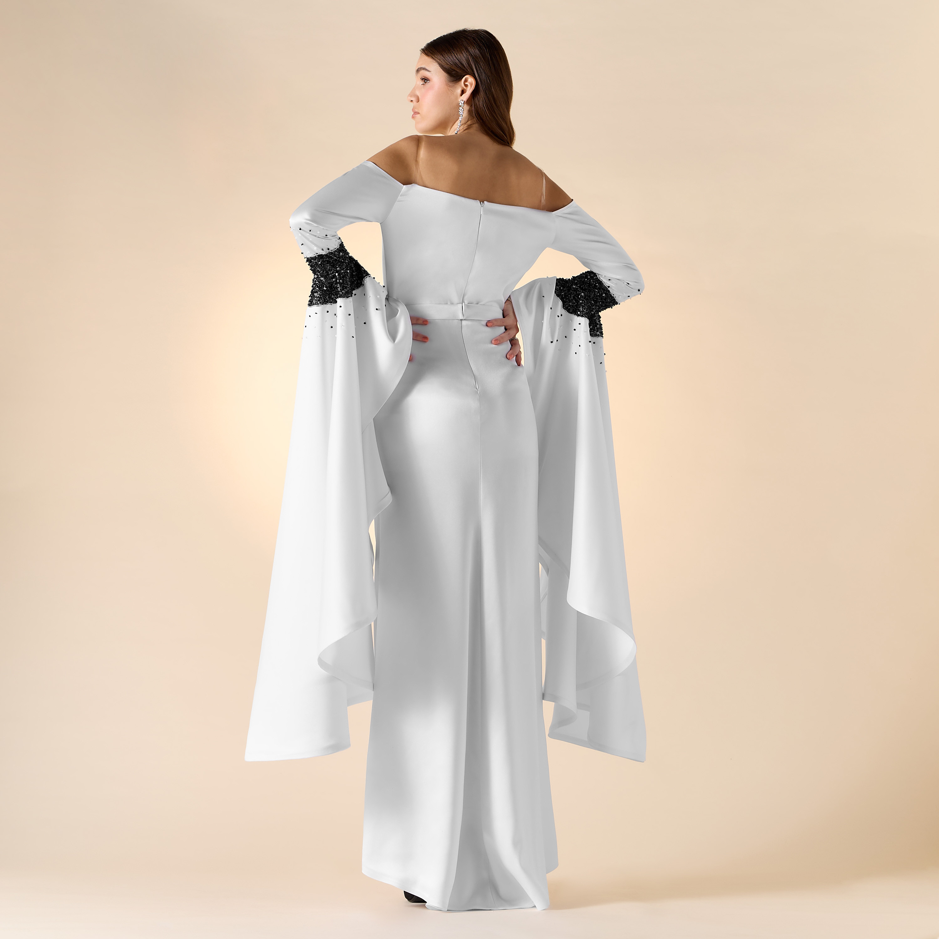 Aara Embellished Off Shoulder Dress with Flounce Sleeves-women-clothing-dresses-image-3